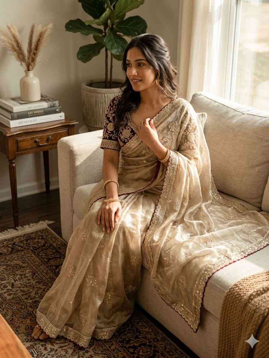 Kc 2109 Soft Frendy Satin Embroidery Worked Premium Saree Collection