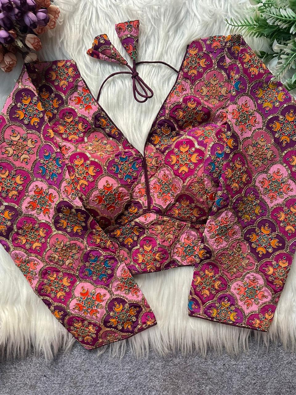 Pih Meena Pure Viscose Natural Crepe Printed Blouse