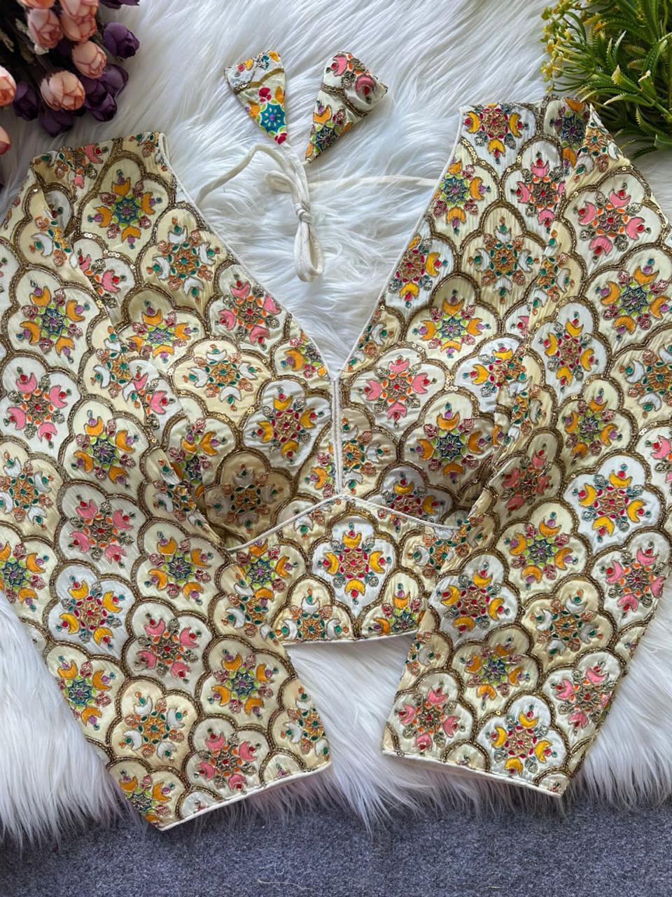 Pih Meena Pure Viscose Natural Crepe Printed Blouse