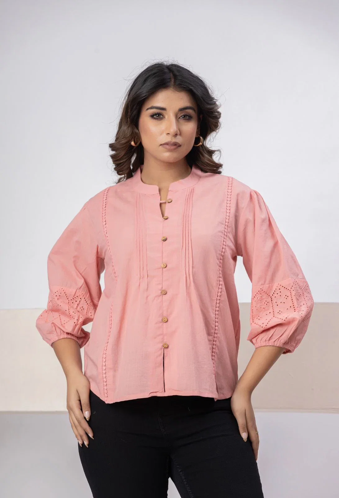 Naisha K 815 Cotton Slub Shifly Worked Ladies Shirt Collection