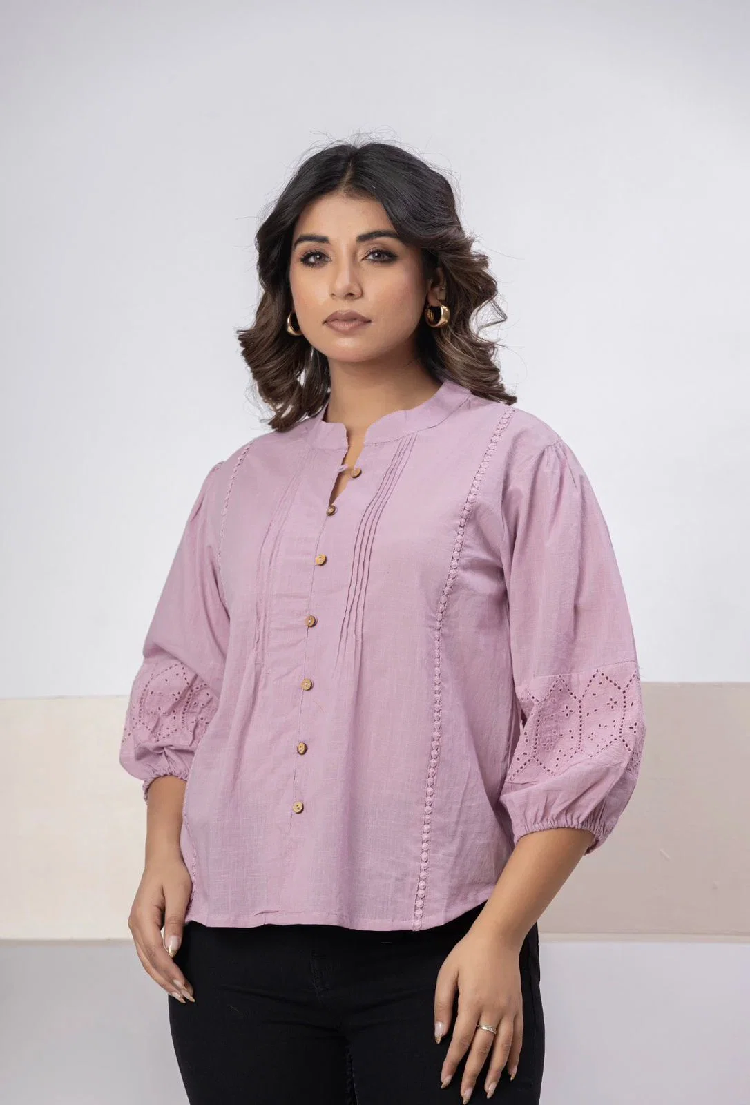 Naisha K 815 Cotton Slub Shifly Worked Ladies Shirt Collection