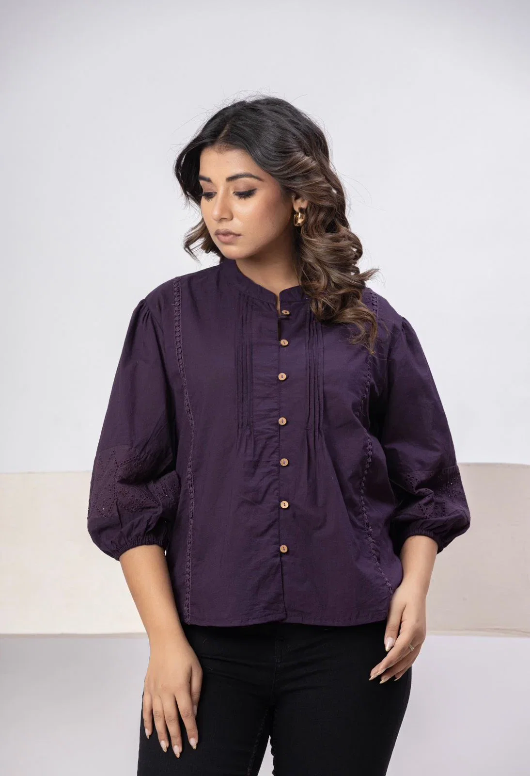 Naisha K 815 Cotton Slub Shifly Worked Ladies Shirt Collection