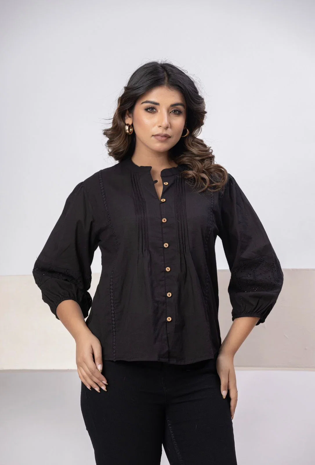Naisha K 815 Cotton Slub Shifly Worked Ladies Shirt Collection
