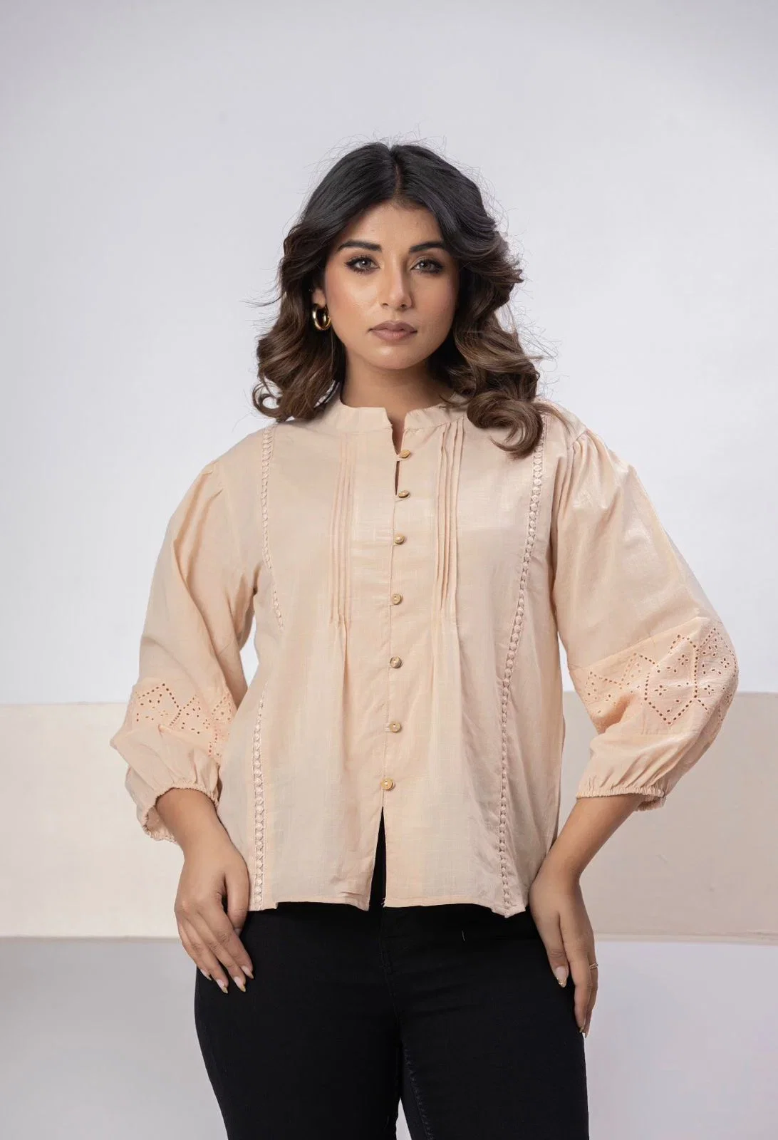 Naisha K 815 Cotton Slub Shifly Worked Ladies Shirt Collection