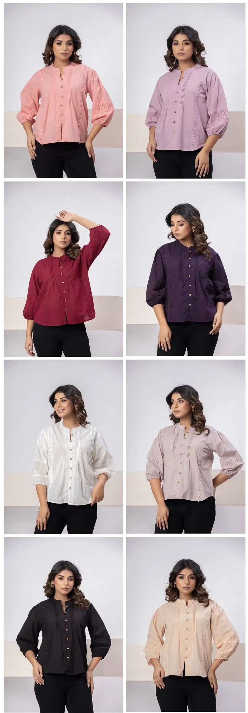 Naisha K 815 Cotton Slub Shifly Worked Ladies Shirt Collection