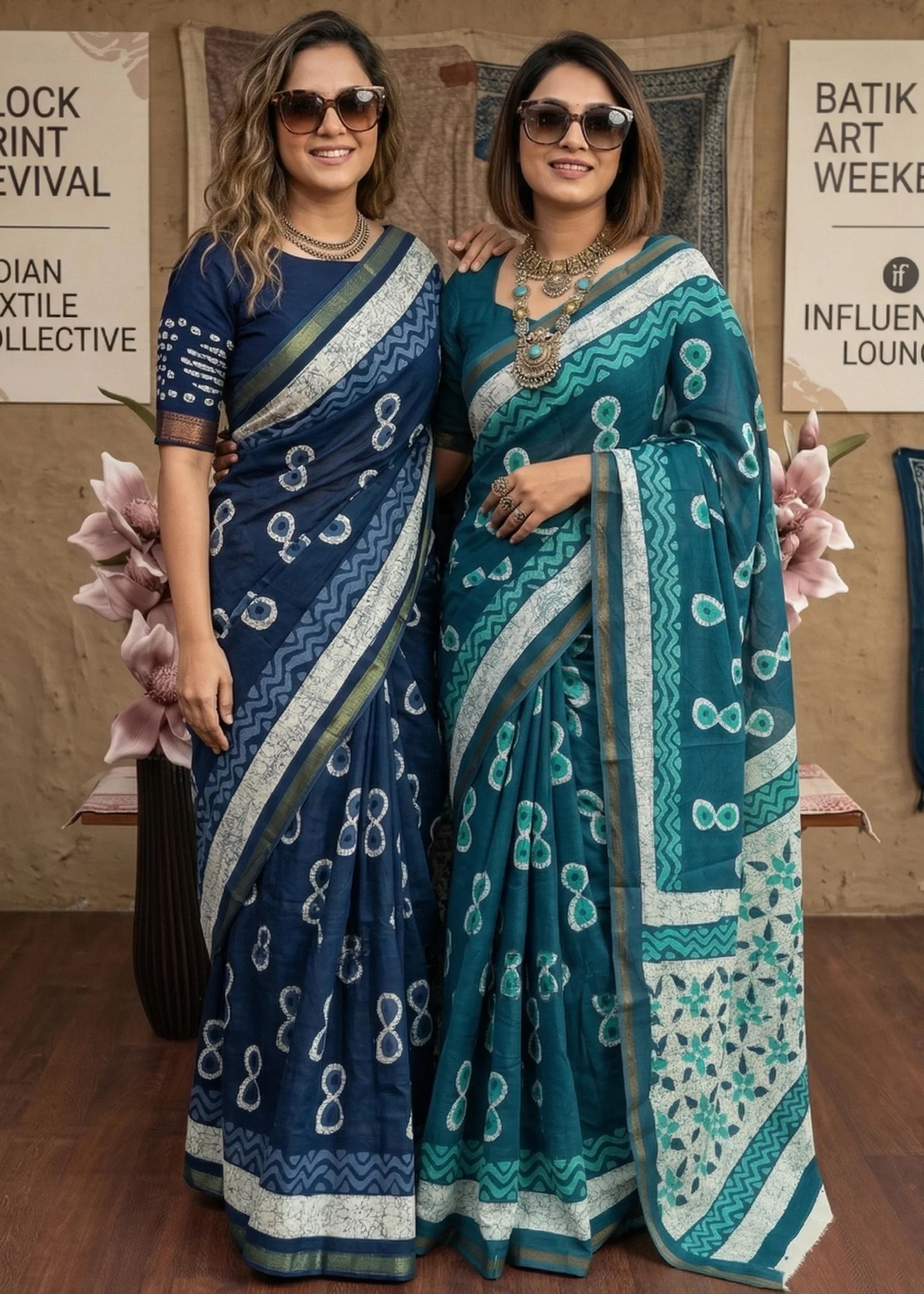 Sm Yami 26 Bagru Block Print Soft Maslin Cotton sarees with blouse