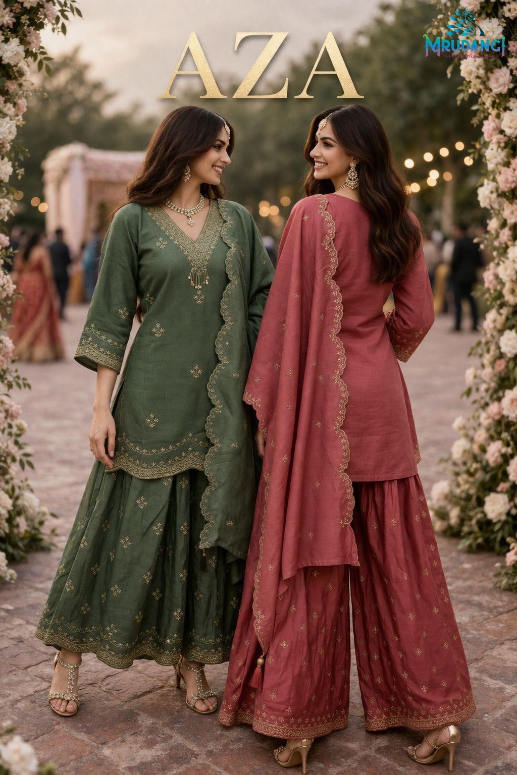 Mrudangi Aza Roman Silk With Heavy Embroidery Worked Salwar Kameez