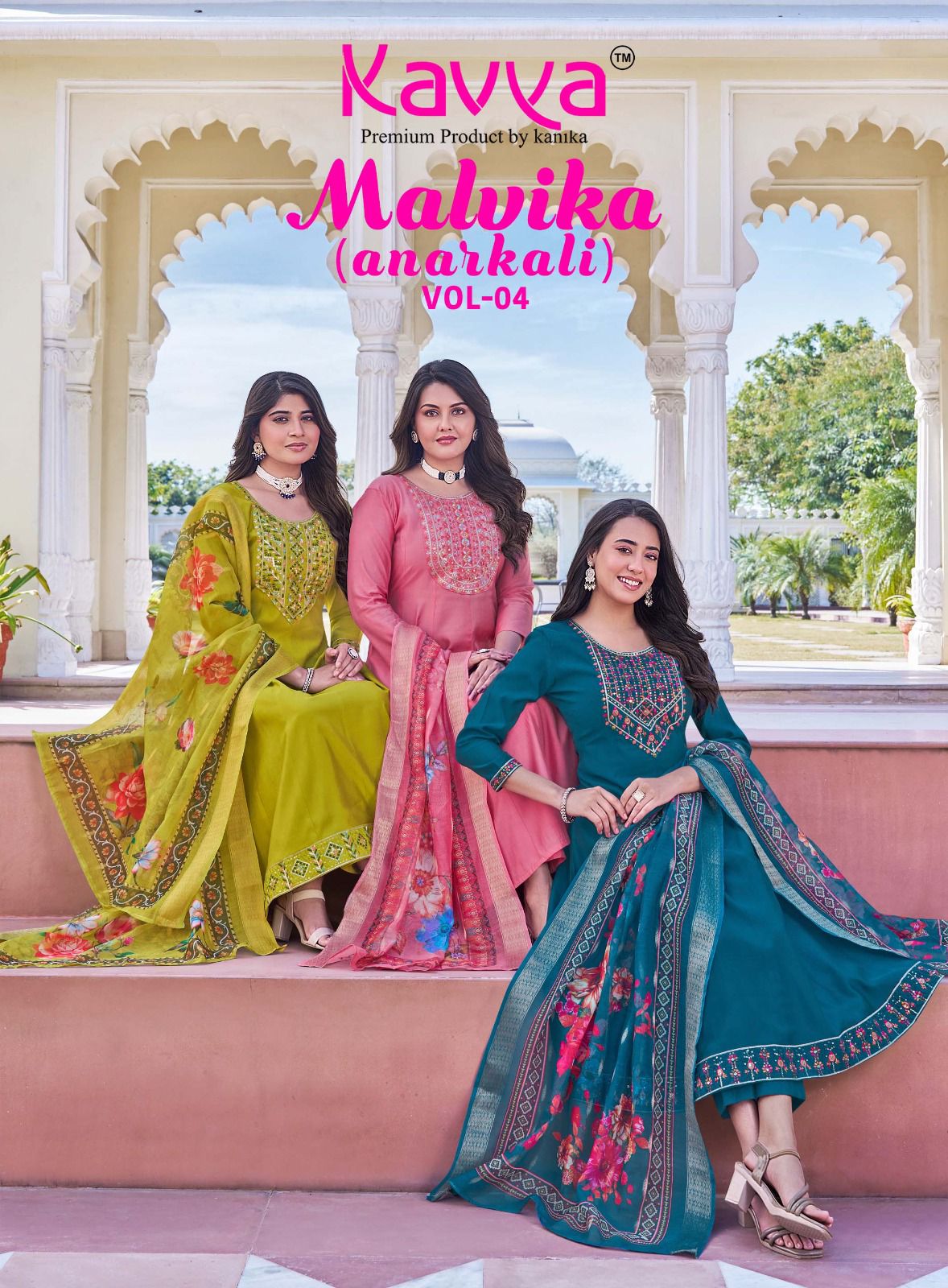 Kavya Malvika Vol 4 Roman Silk Embroidery Kurti Bottom With Dupatta