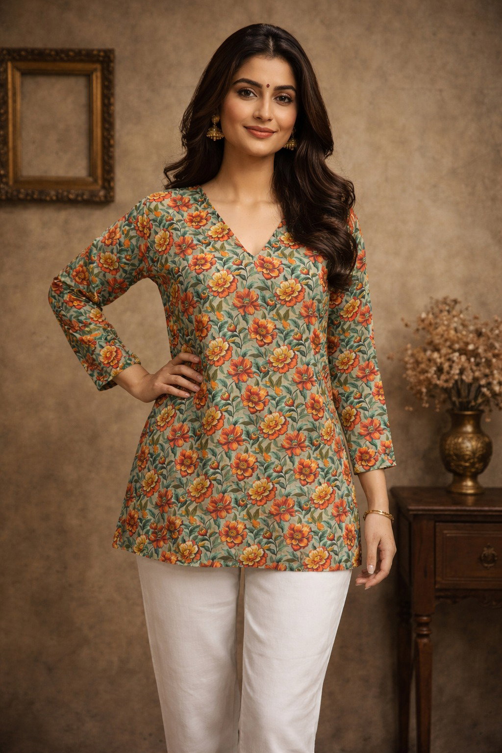 Aawiya RJ 29 Heavy Muslin Digital Printed Tunic Style Top