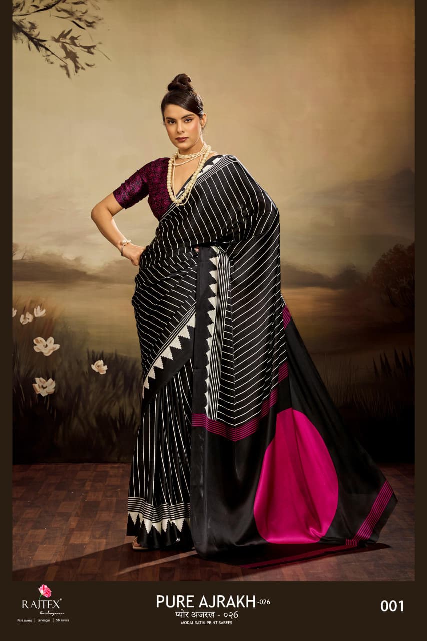 Rajtex Pure Ajrakh 026 Modal Satin Printed Festive Wear Saree