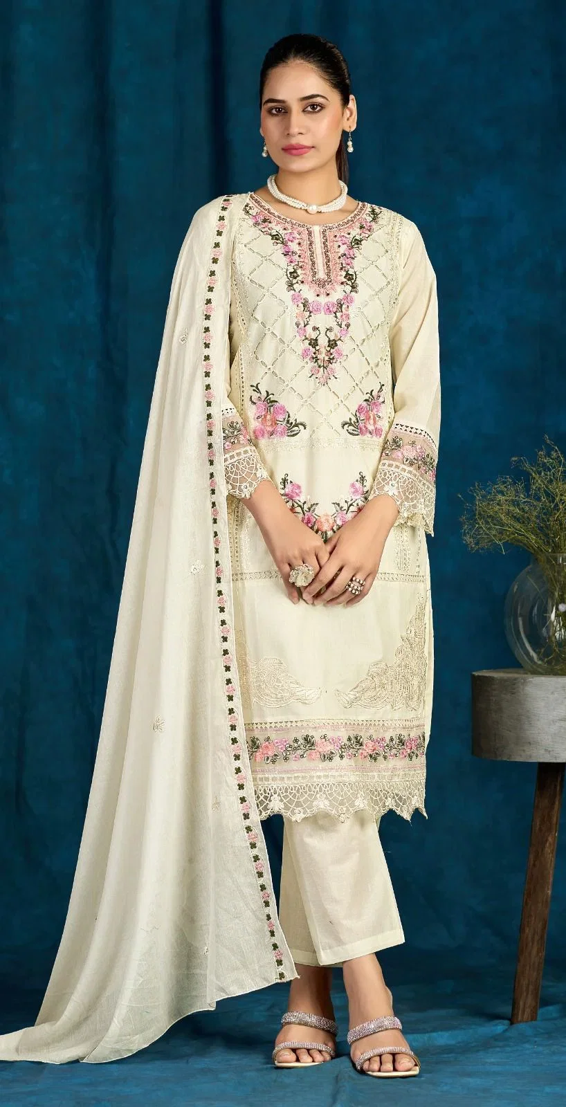 Elan E 15 A To D Cambric Cotton With Lawn Embroidered Salwar Kameez