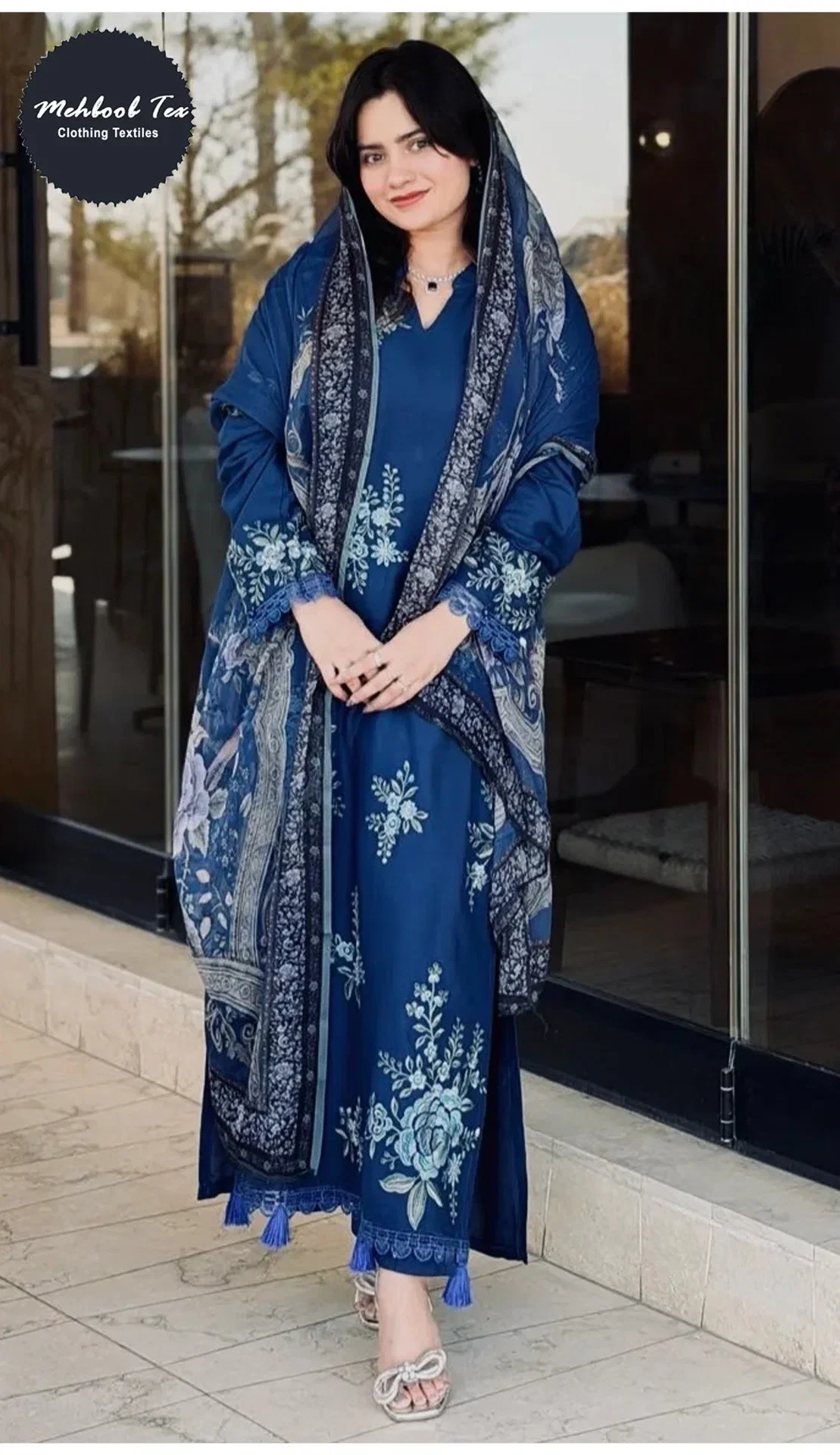 Mehboob Tex 1974 Rayon Cotton With Embroidered Salwar Kameez