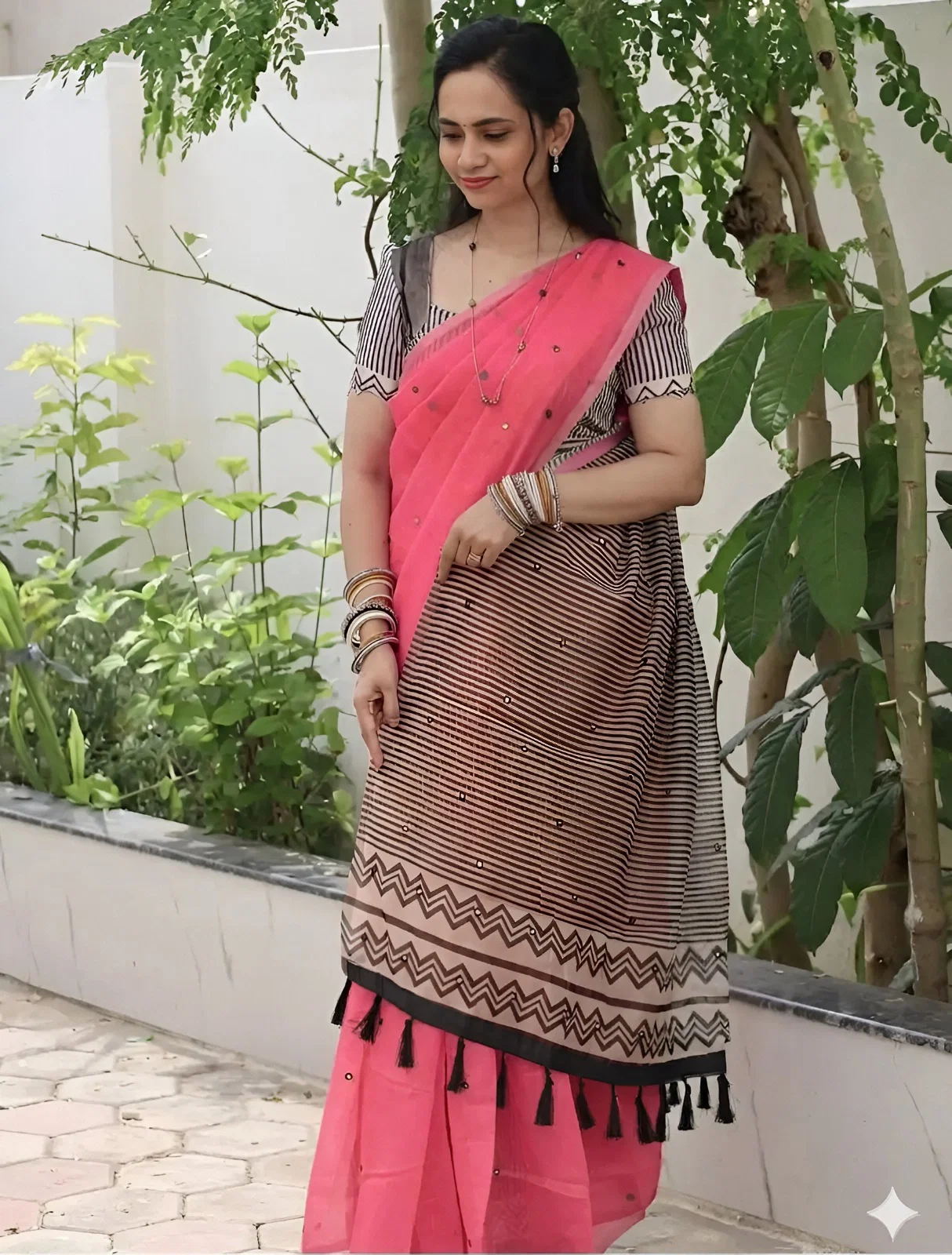 VLC Chhatpata Cotton Digital Print Work With Mirror Work Saree