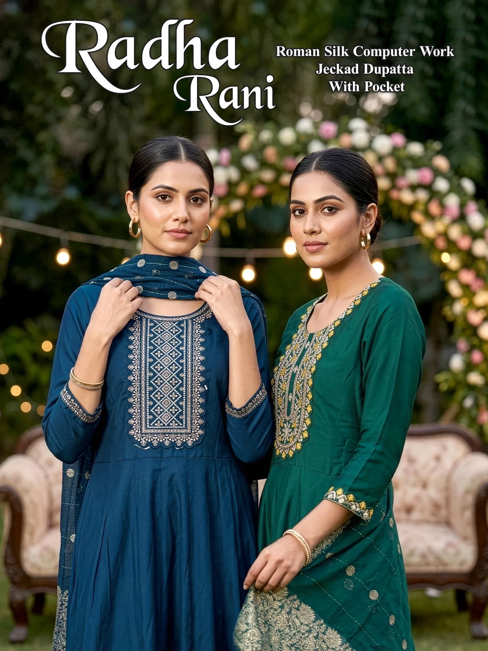 Radha Rani D No 1001 To 08 Roman Silk Kurti With Bottom Dupatta