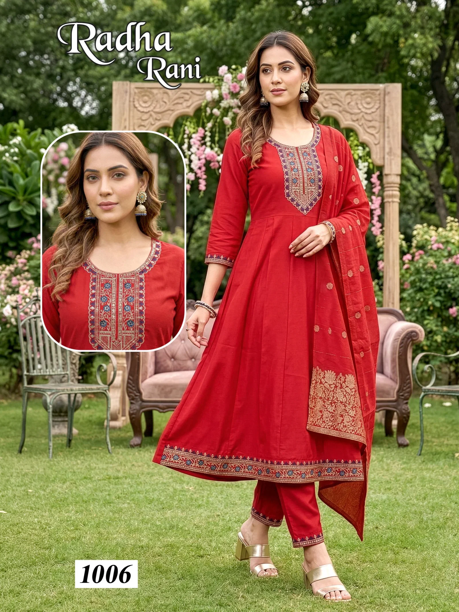 Radha Rani D No 1001 To 08 Roman Silk Kurti With Bottom Dupatta
