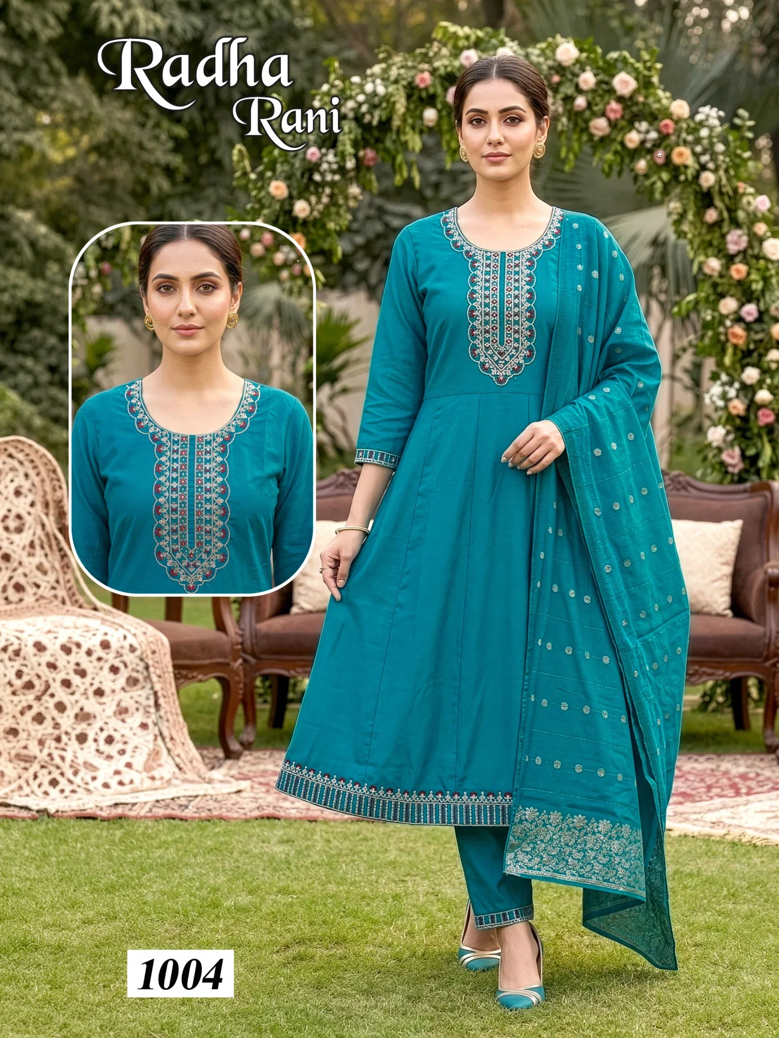 Radha Rani D No 1001 To 08 Roman Silk Kurti With Bottom Dupatta