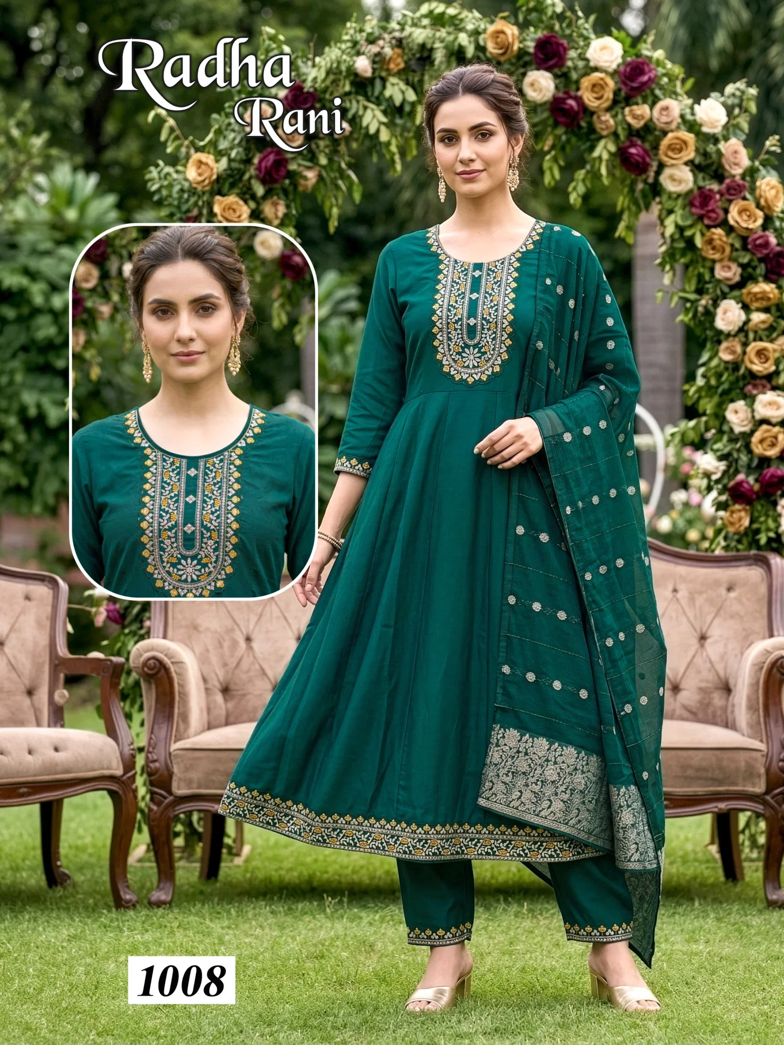 Radha Rani D No 1001 To 08 Roman Silk Kurti With Bottom Dupatta