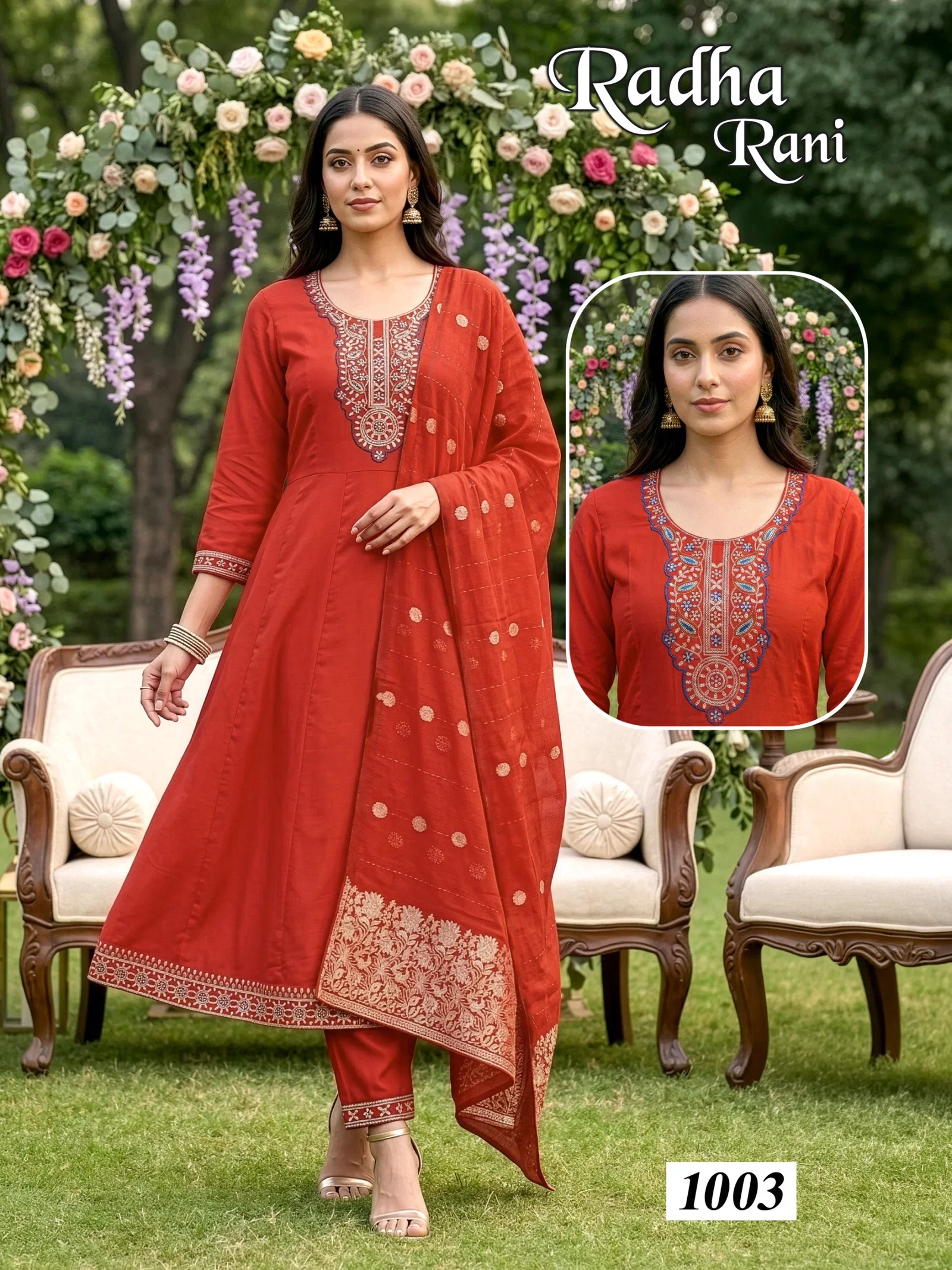 Radha Rani D No 1001 To 08 Roman Silk Kurti With Bottom Dupatta