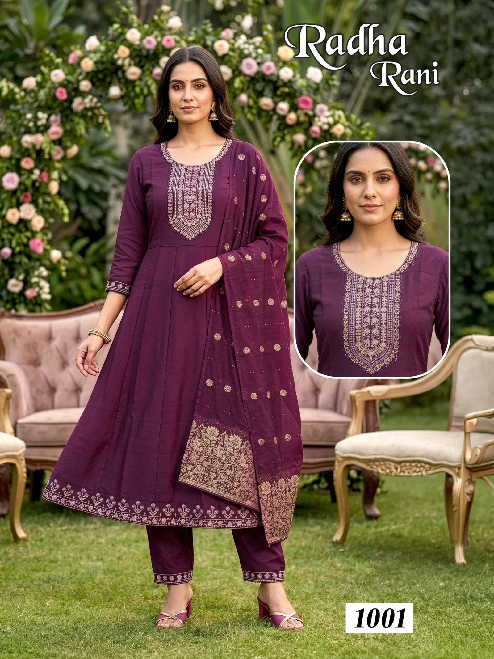 Radha Rani D No 1001 To 08 Roman Silk Kurti With Bottom Dupatta