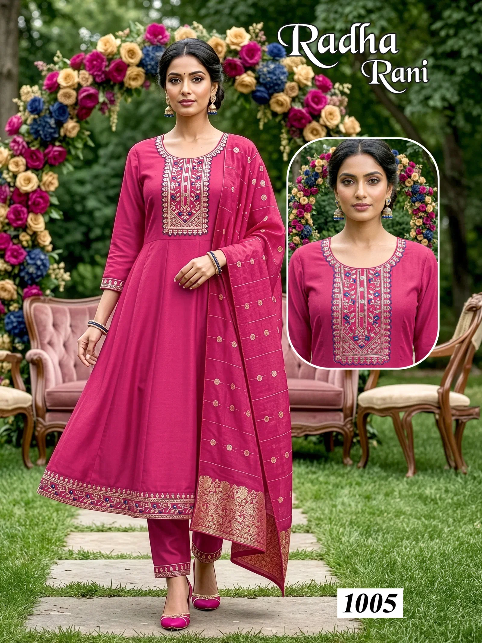 Radha Rani D No 1001 To 08 Roman Silk Kurti With Bottom Dupatta