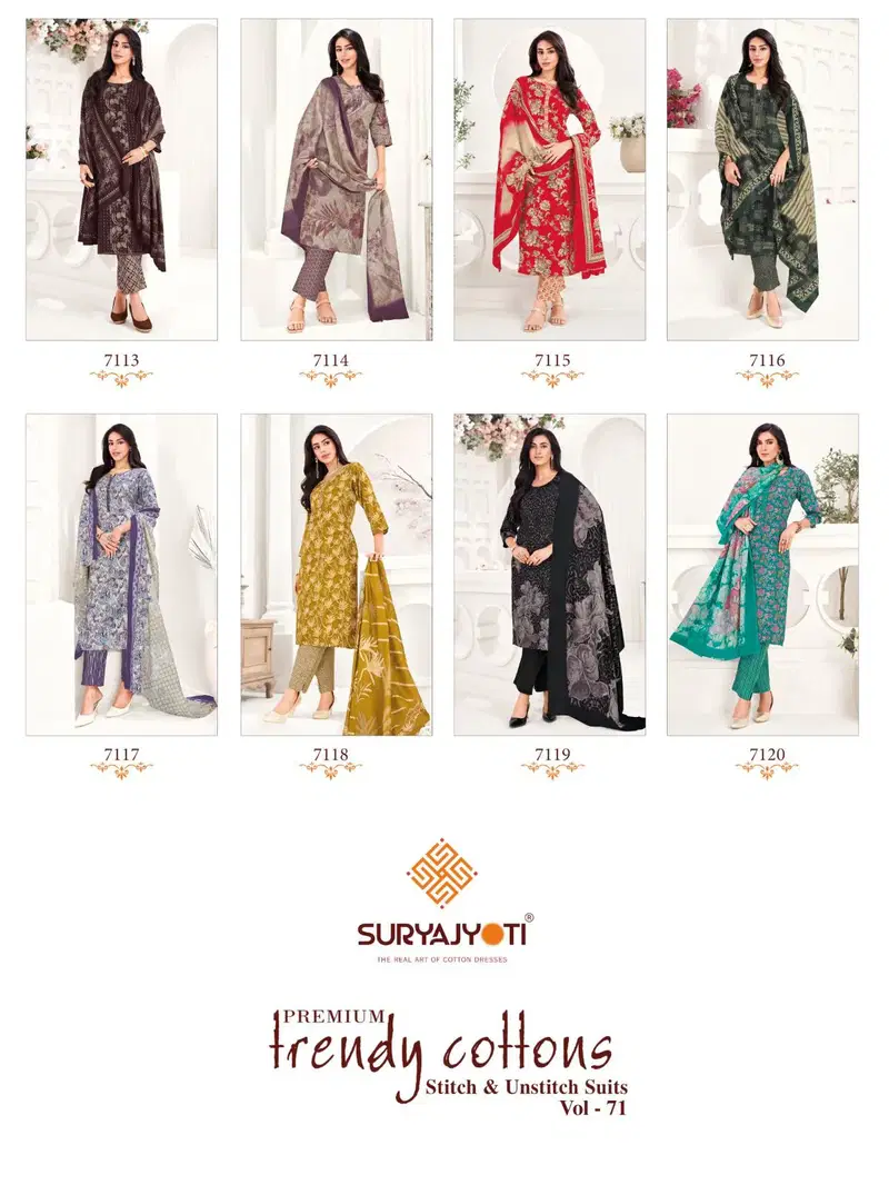 Suryajyoti Trendy Cotton Vol 71 Cotton Printed Fancy Dress Material Collection