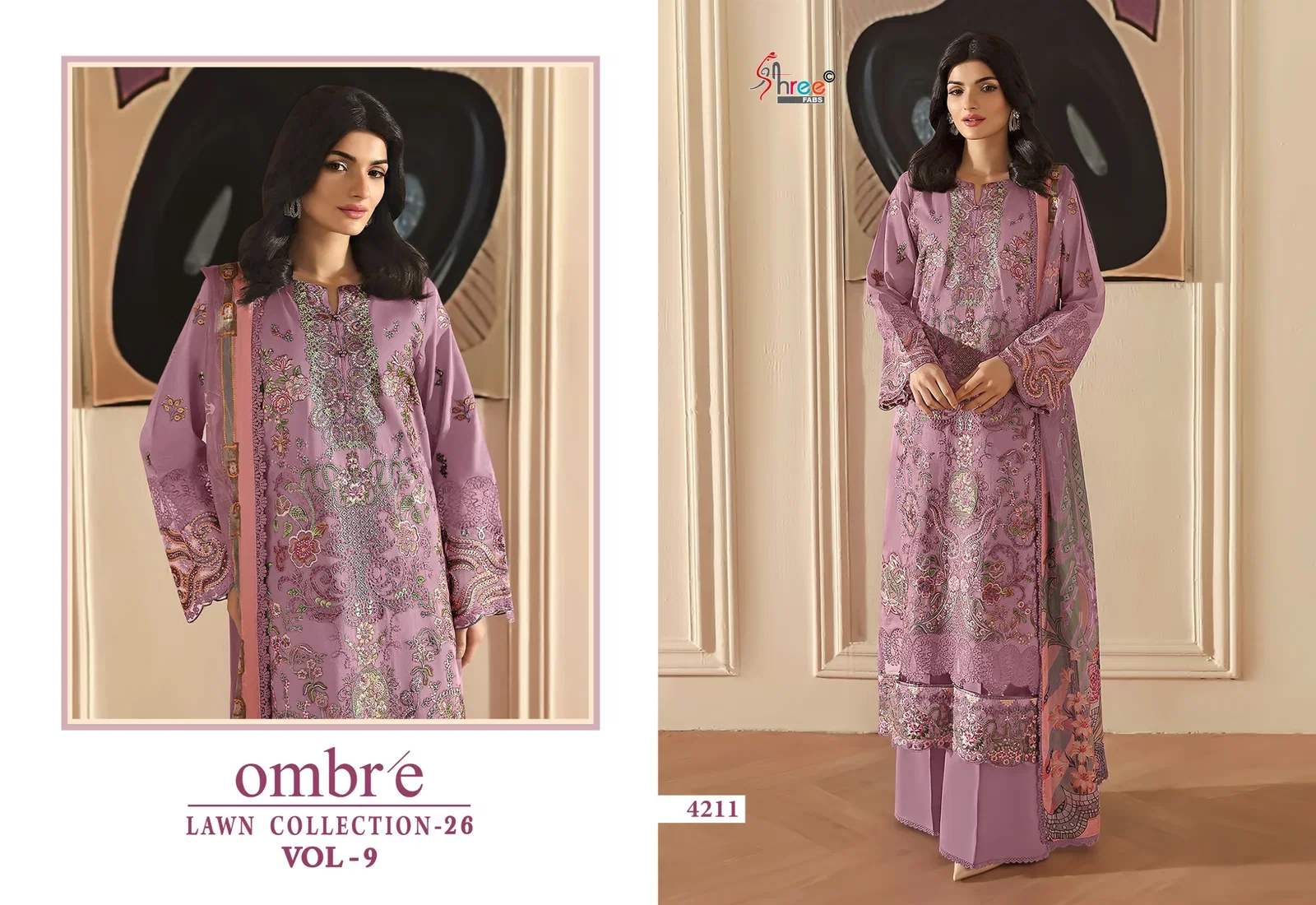 Shree Ombre Lawn Collection 26 Vol 9 Cotton Dupatta Cotton Embroidered Pakistani Salwar Kameez