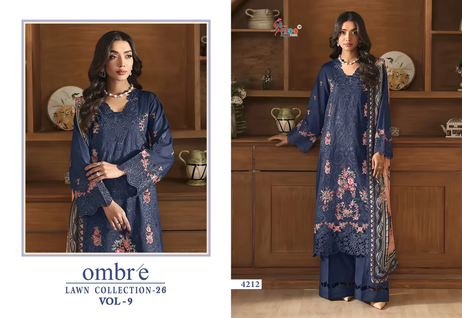 Shree Ombre Lawn Collection 26 Vol 9 Cotton Dupatta Cotton Embroidered Pakistani Salwar Kameez