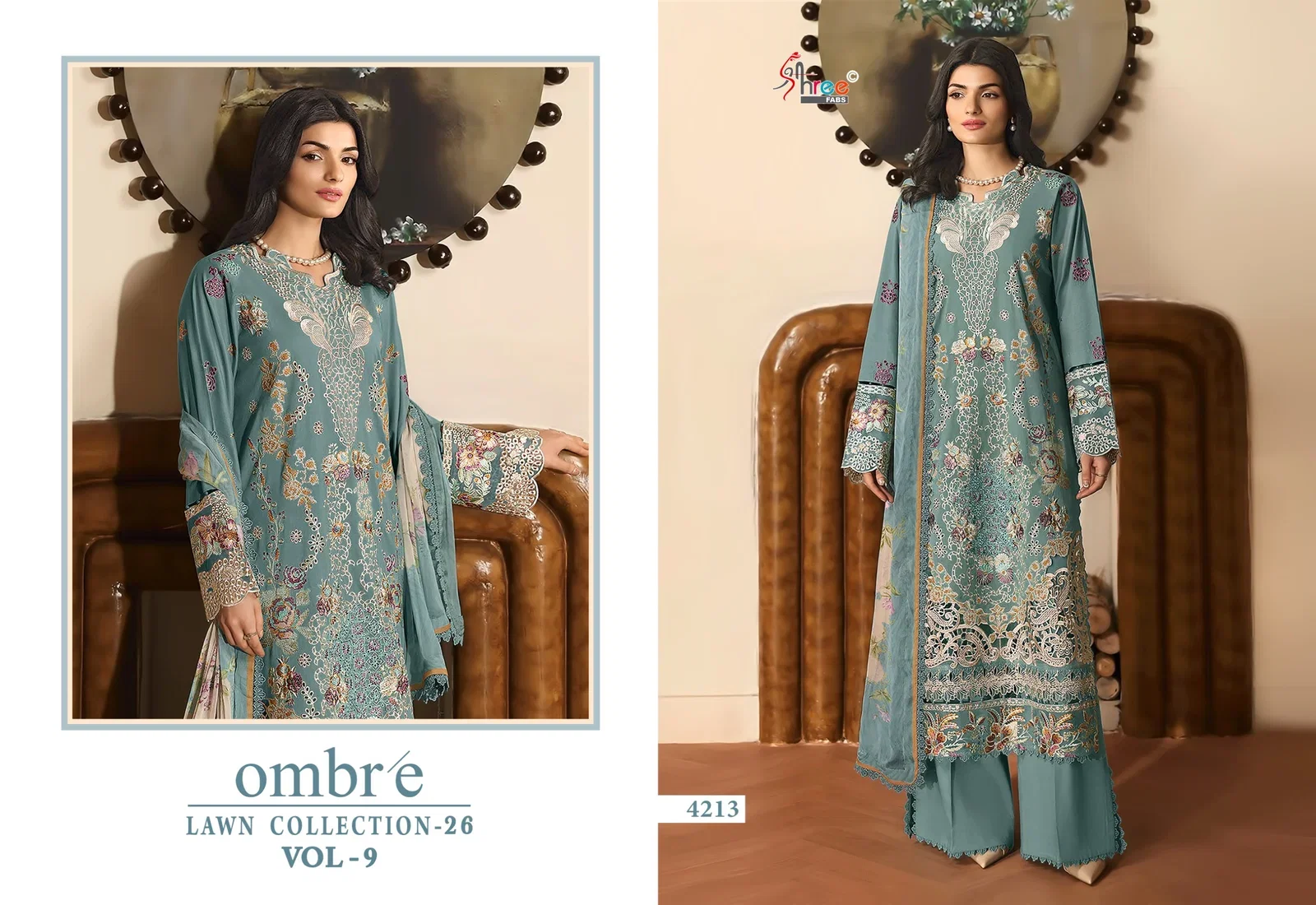 Shree Ombre Lawn Collection 26 Vol 9 Cotton Dupatta Cotton Embroidered Pakistani Salwar Kameez