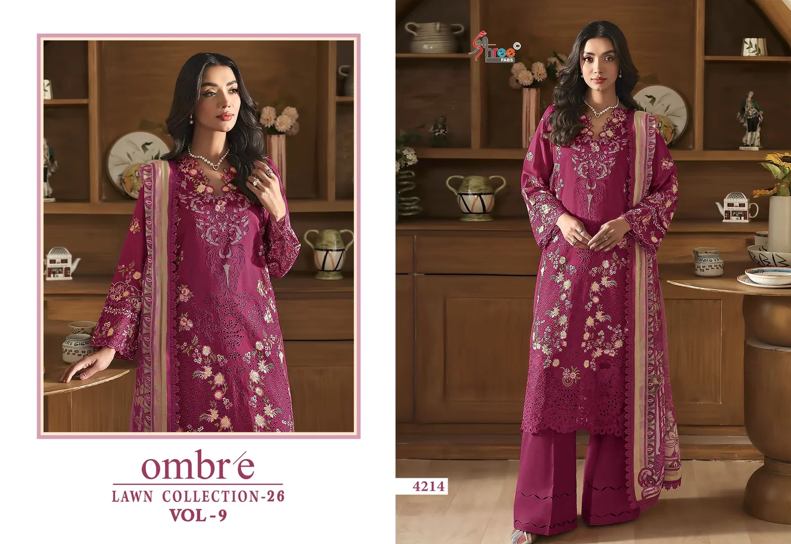 Shree Ombre Lawn Collection 26 Vol 9 Cotton Dupatta Cotton Embroidered Pakistani Salwar Kameez