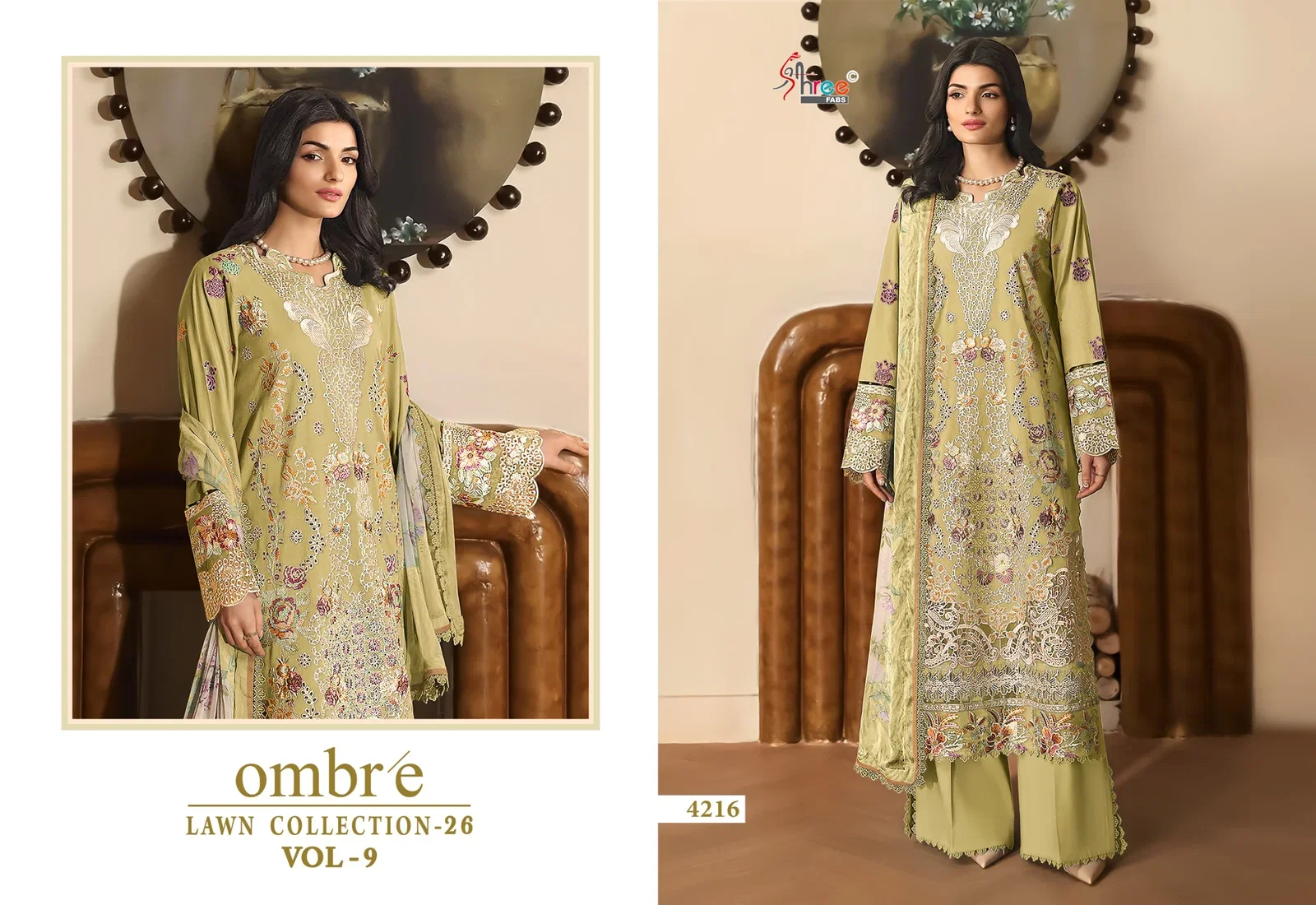 Shree Ombre Lawn Collection 26 Vol 9 Cotton Dupatta Cotton Embroidered Pakistani Salwar Kameez