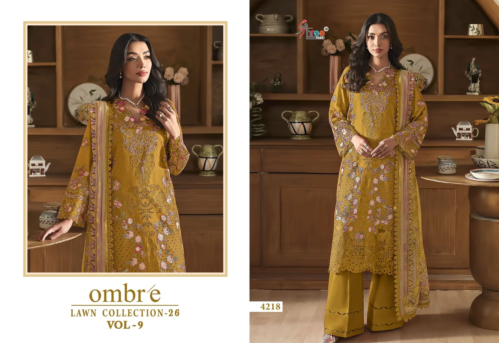 Shree Ombre Lawn Collection 26 Vol 9 Cotton Dupatta Cotton Embroidered Pakistani Salwar Kameez