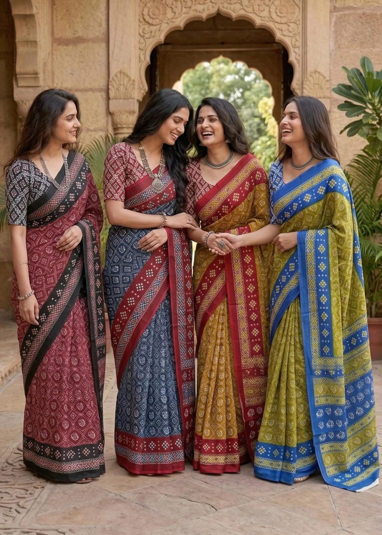Sm Yami 29 Patola Hand Block Style Print Mulmul Cotton Saree