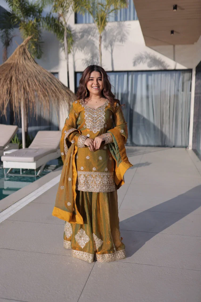 Lw 9327 Fendy Chiffon Embroidered Designer Kurti With Bottom Dupatta