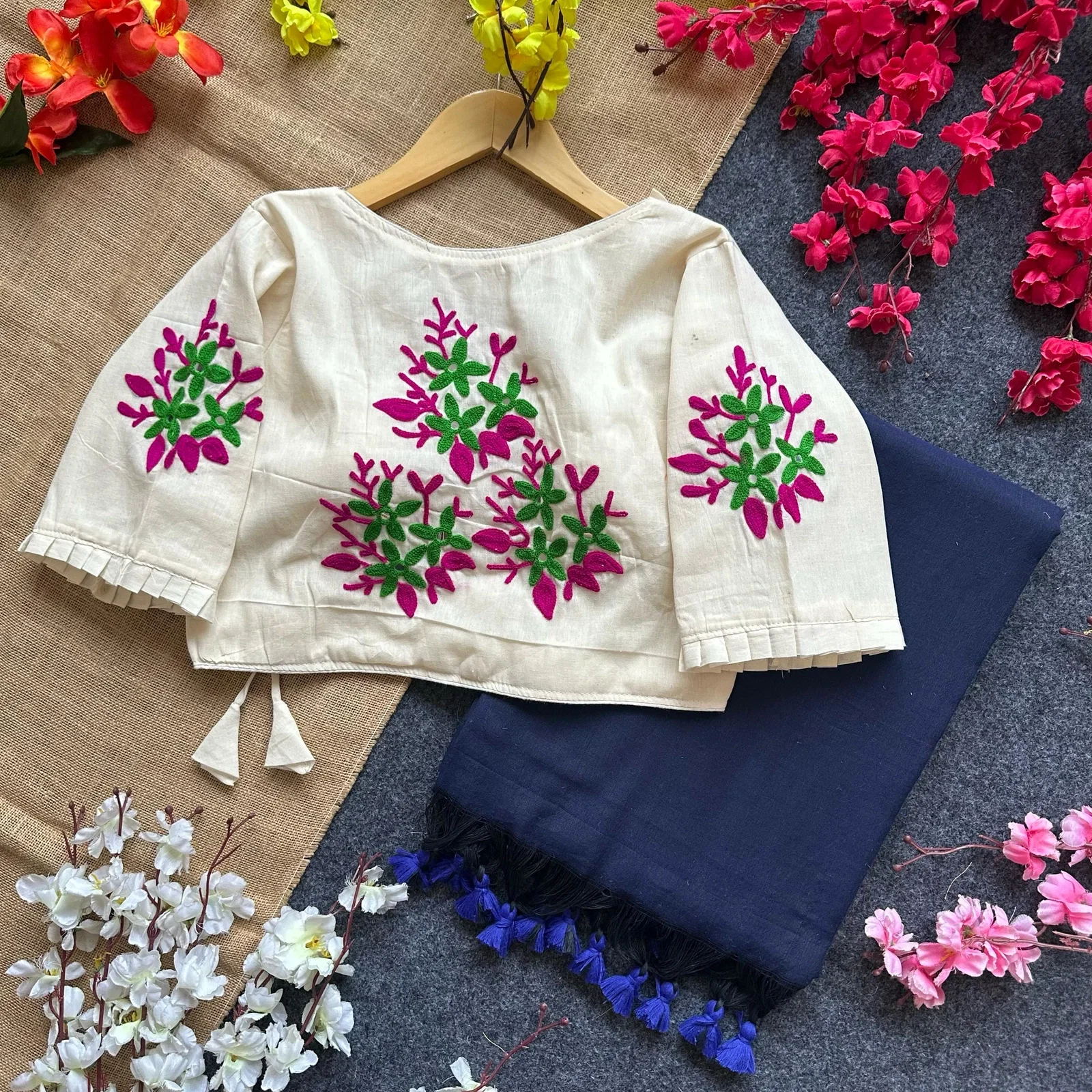 Lekha Pear Blouse Hk21 vol 2 Khadi Cotton Saree And Beautiful Heavy Khadi Cotton Blouse
