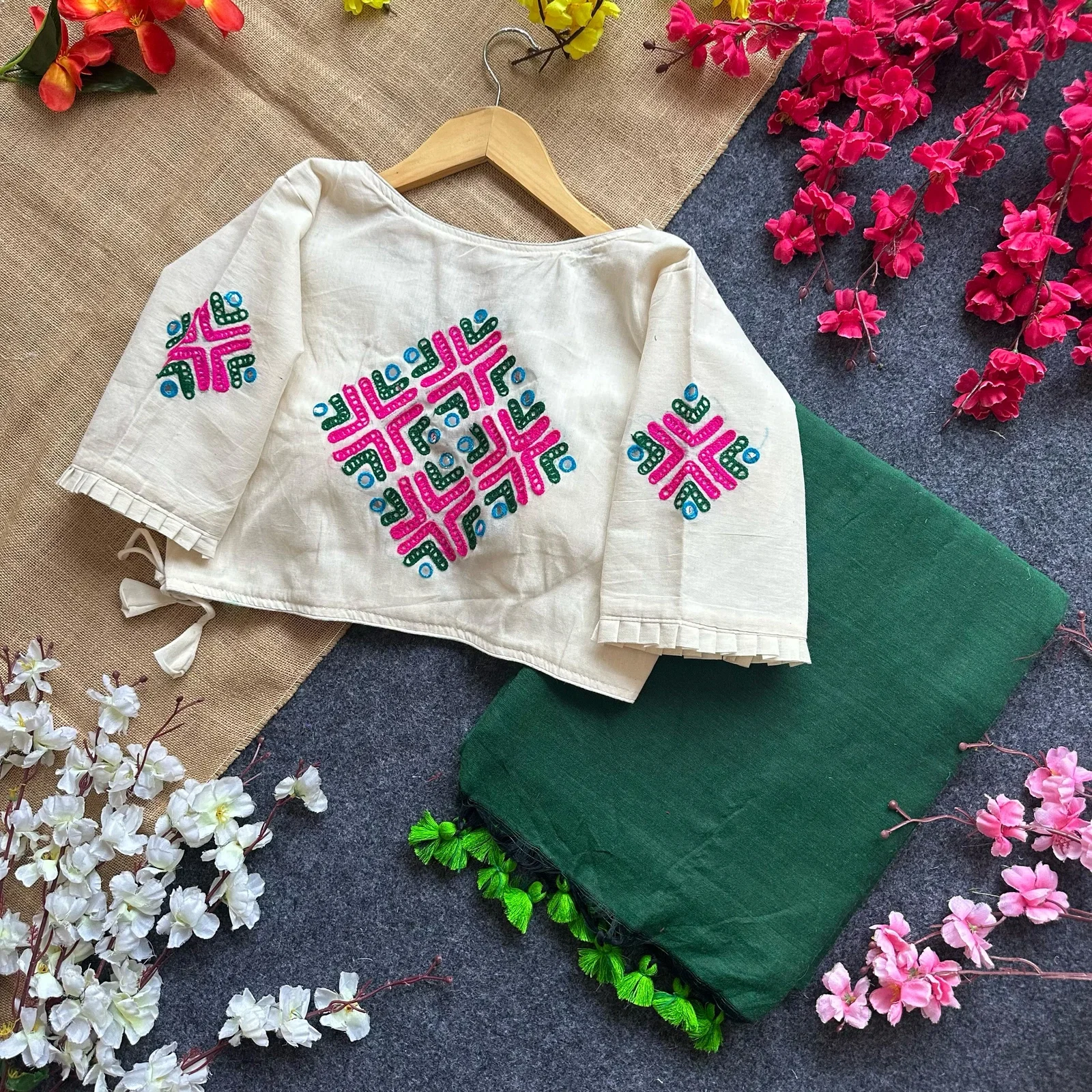 Lekha Pear Blouse Hk21 vol 2 Khadi Cotton Saree And Beautiful Heavy Khadi Cotton Blouse
