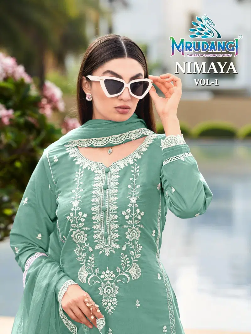 Mrudangi Nimaya Viscose Cotton Heavy Embroidered Kurti With Bottom Dupatta