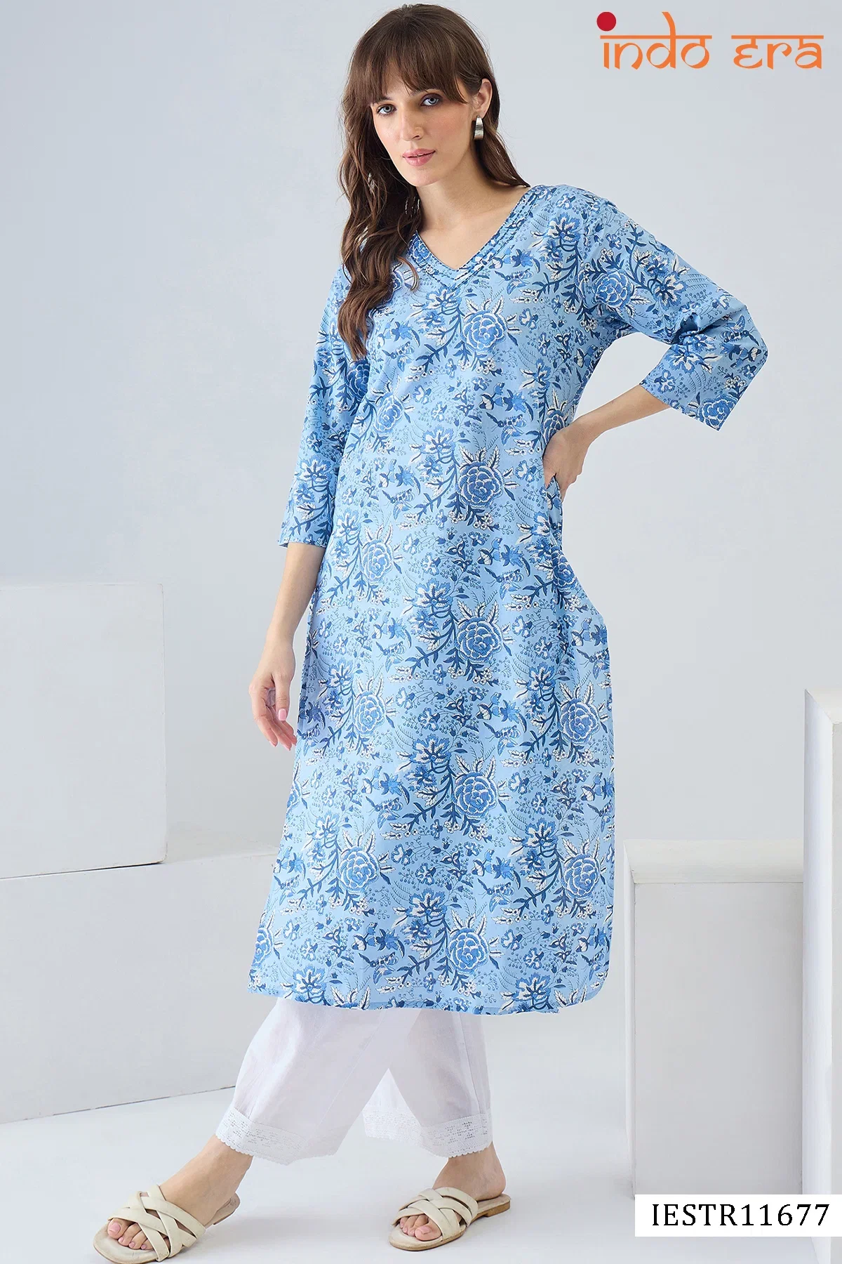 Indo Era 2640 Cotton Printed Sequinned Fancy Kurti Collection