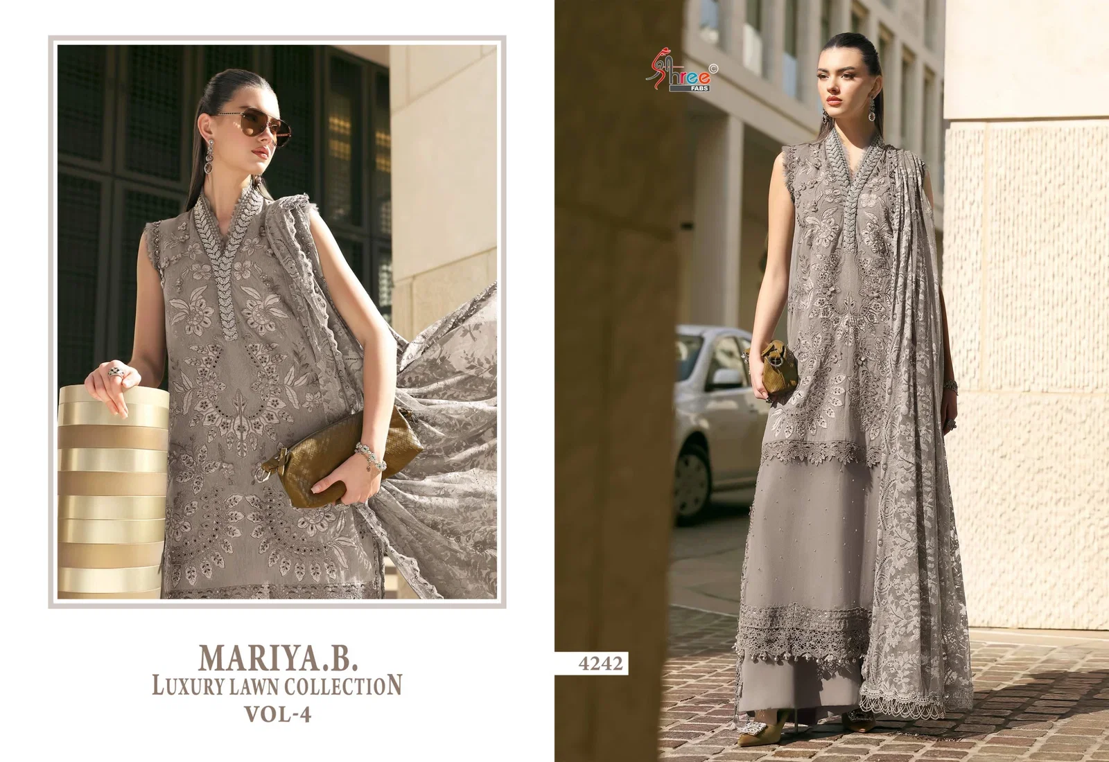 Shree Maria B Luxury Lawn Collection Vol 4 Cotton Dupatta Cotton Embroidered Pakisatni Salwar Kameez