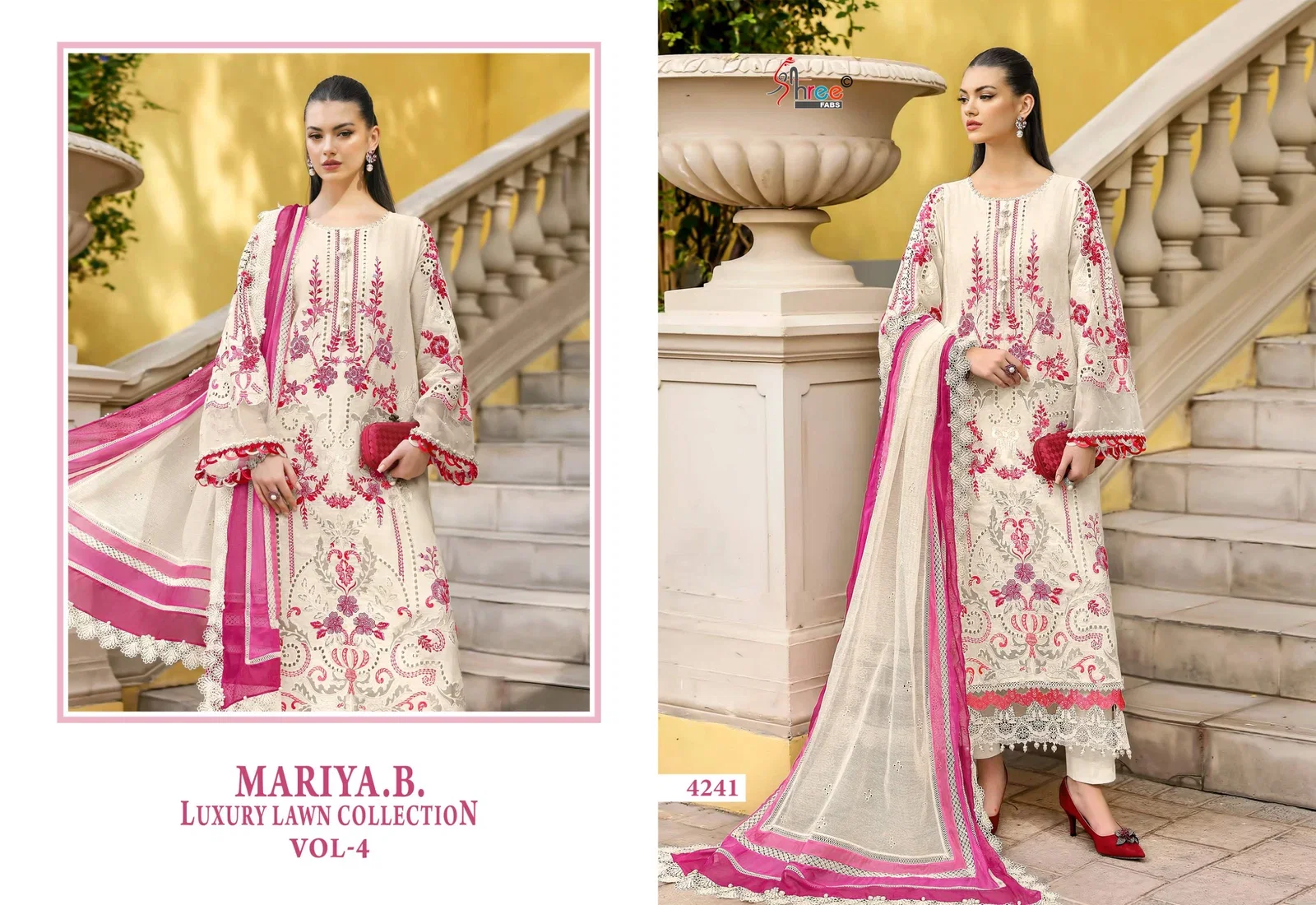 Shree Maria B Luxury Lawn Collection Vol 4 Cotton Dupatta Cotton Embroidered Pakisatni Salwar Kameez