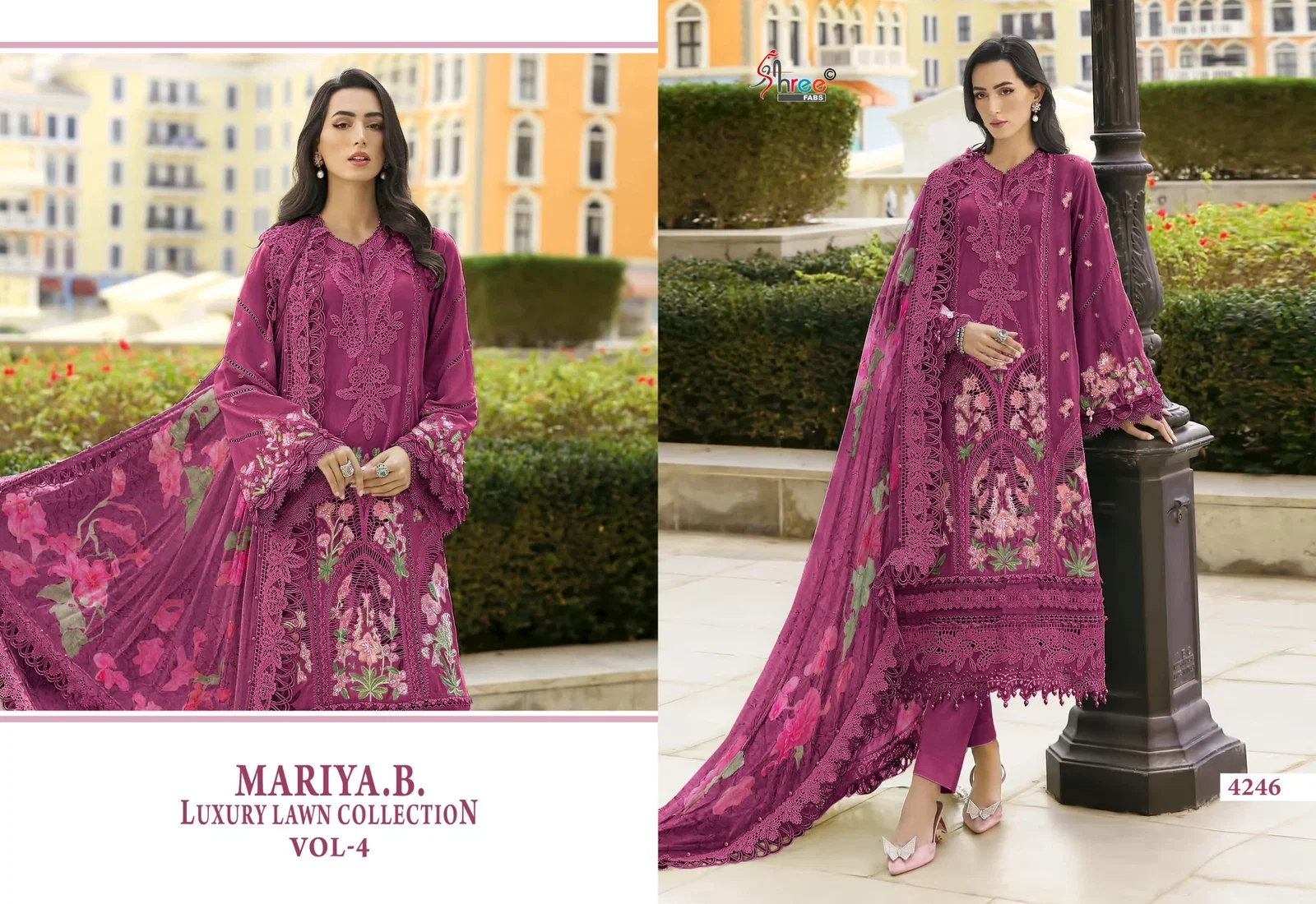 Shree Maria B Luxury Lawn Collection Vol 4 Cotton Dupatta Cotton Embroidered Pakisatni Salwar Kameez
