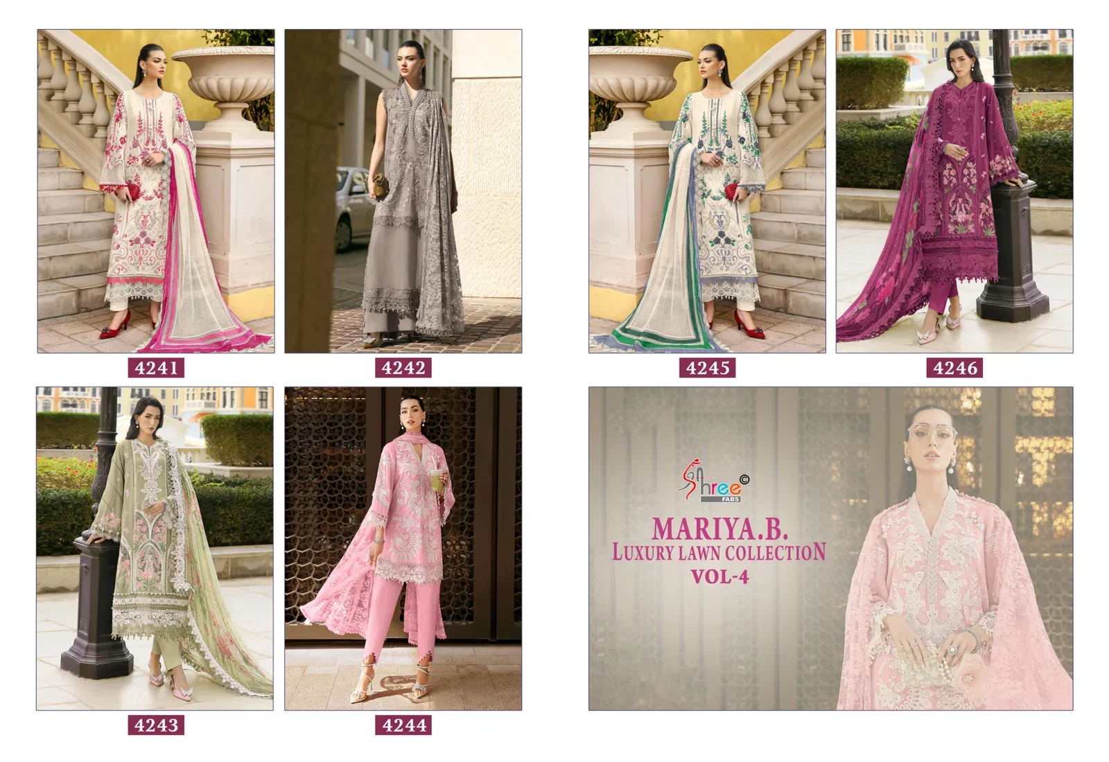 Shree Maria B Luxury Lawn Collection Vol 4 Cotton Dupatta Cotton Embroidered Pakisatni Salwar Kameez