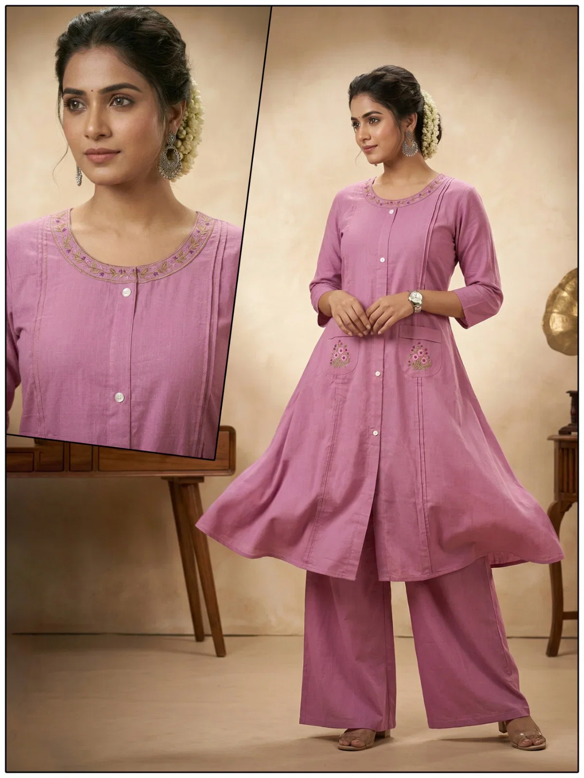 Naisha K 822 Cotton With Embroidered Kurti With Bottom Collection