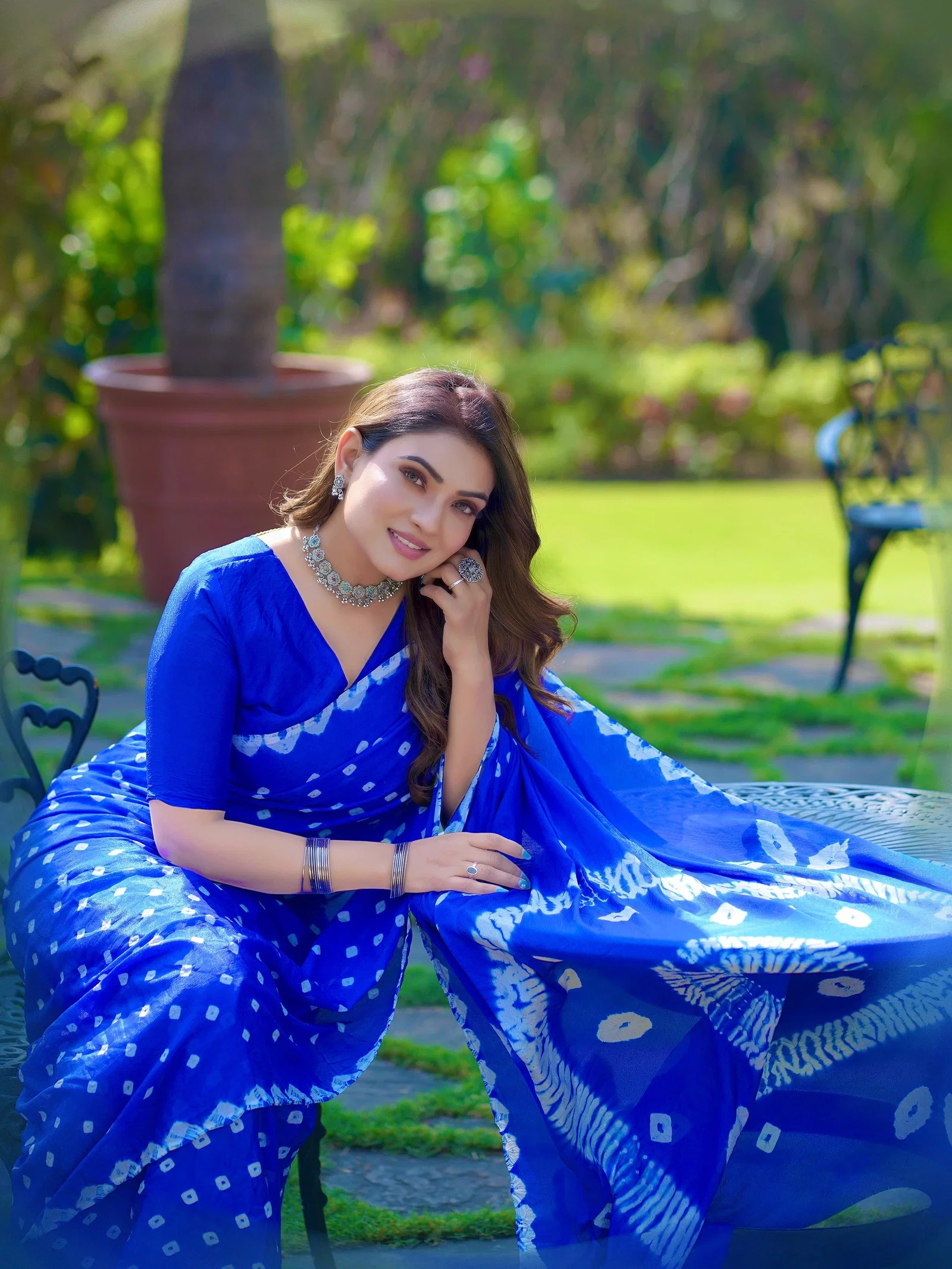 Lekha Sanskrut 01 Pure Chinoon Bandhani Saree