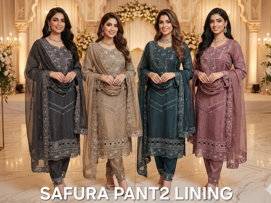 FM Safura Pant2 Lining Organza Top Pant With Dupatta