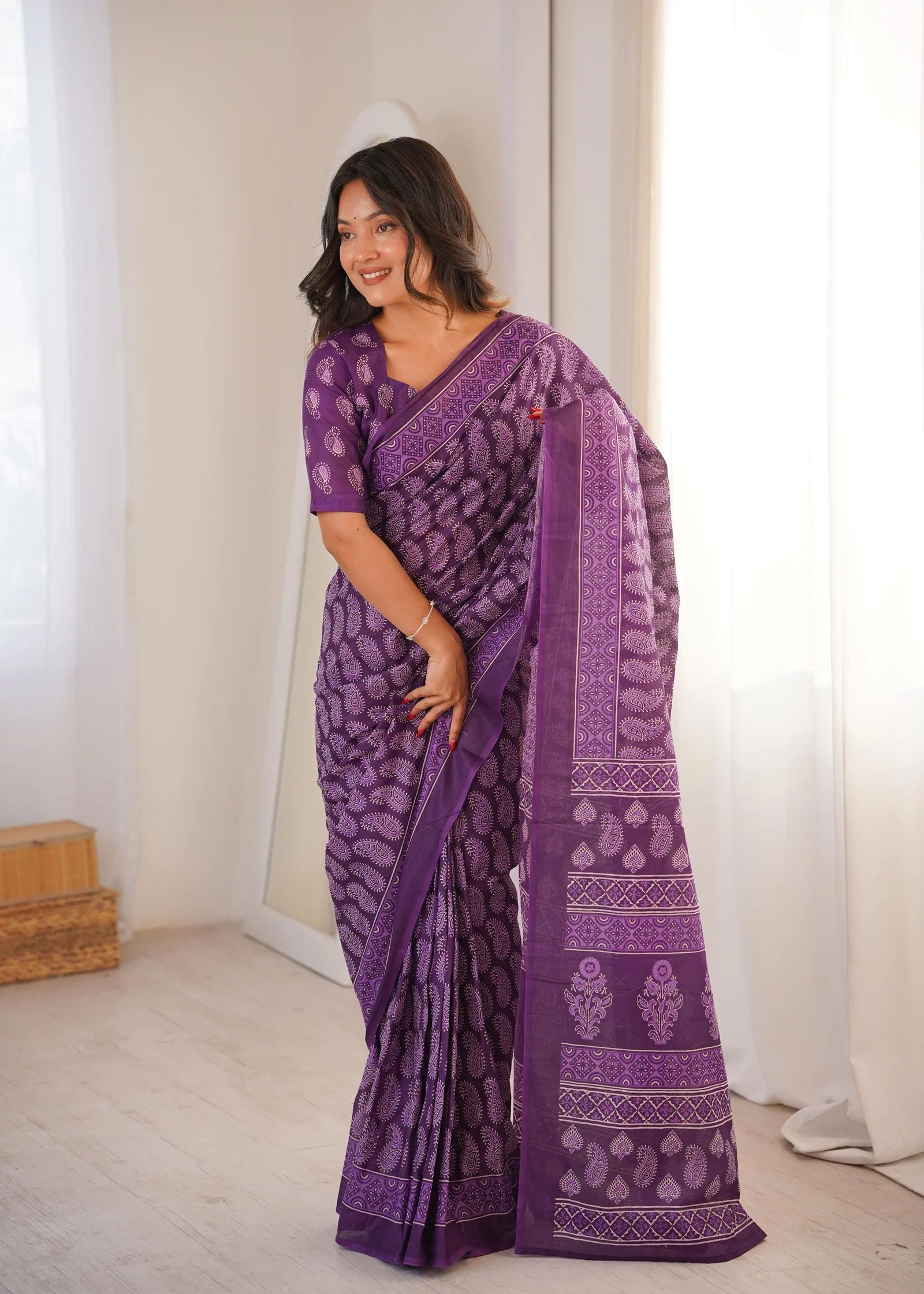 Sm Yami 33 Soft Pure Cotton Celebrity Look Hand Block Printd Sarees