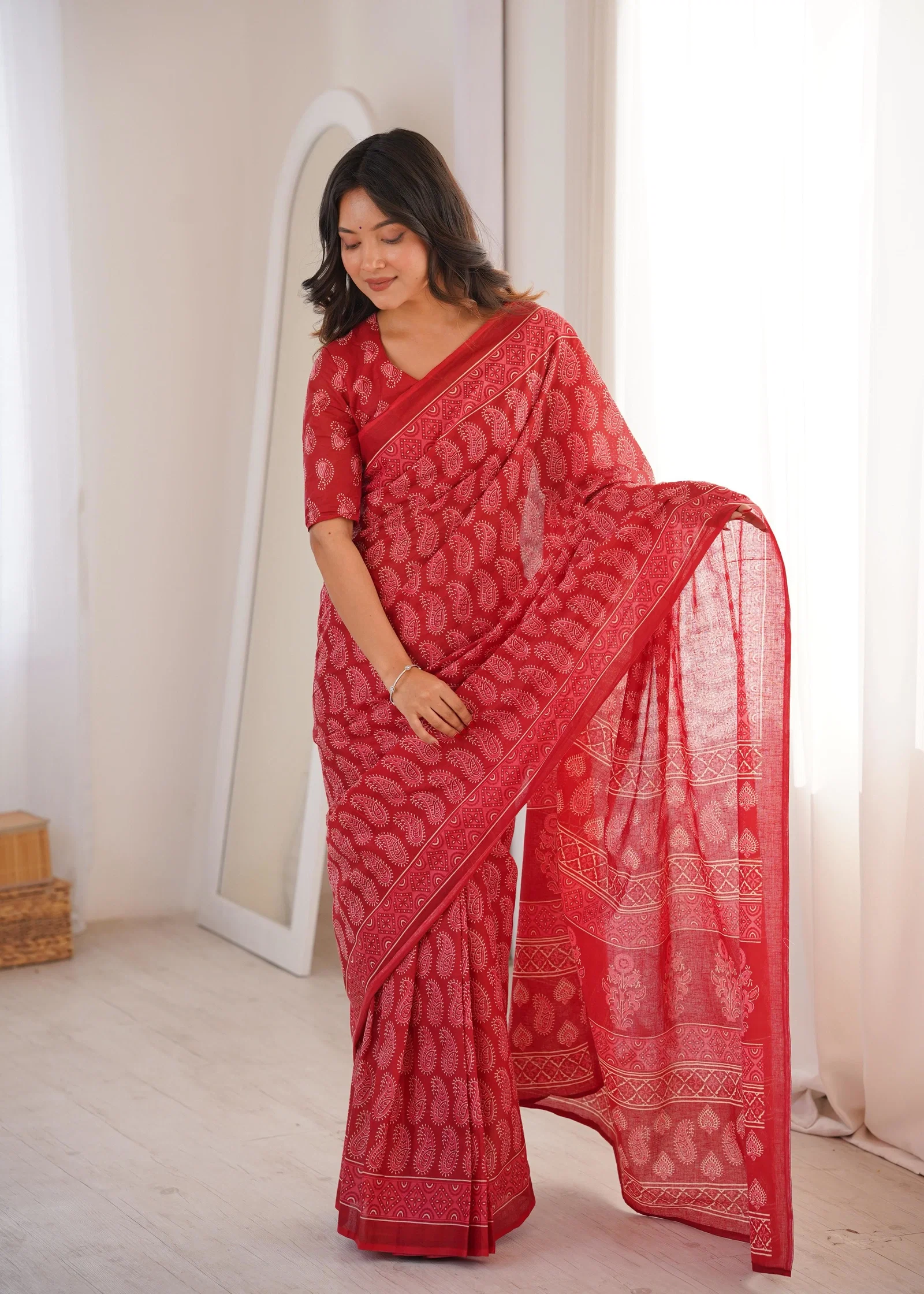 Sm Yami 33 Soft Pure Cotton Celebrity Look Hand Block Printd Sarees