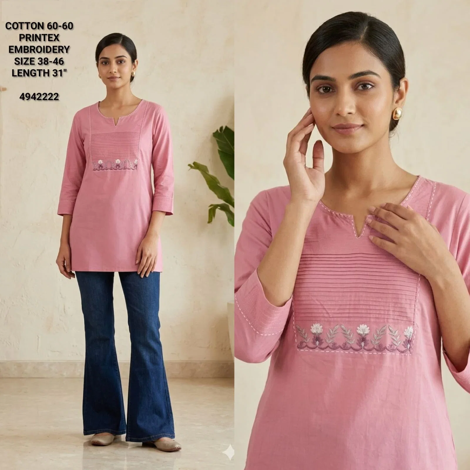 Naisha K 823 Cotton Printex Embroidered Short Top Collection