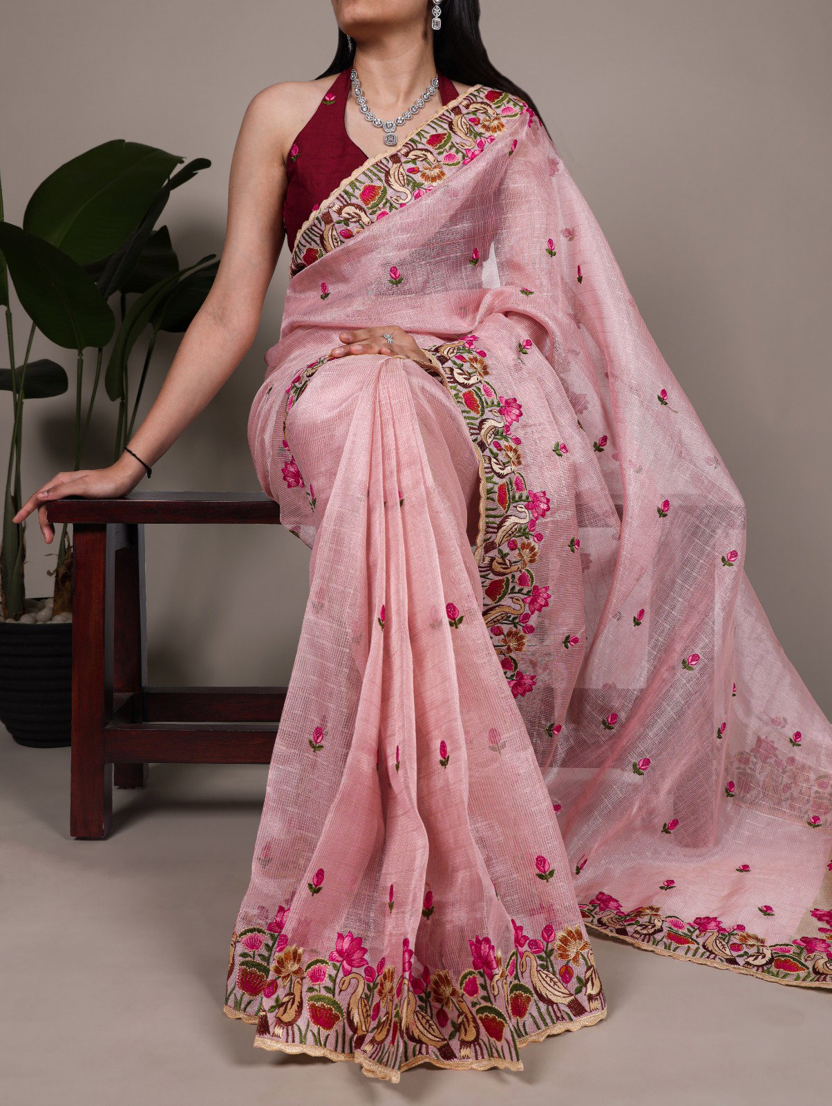 Lekha YF 7400 Zari Kota Tissue Thread Embroidered Saree Collection