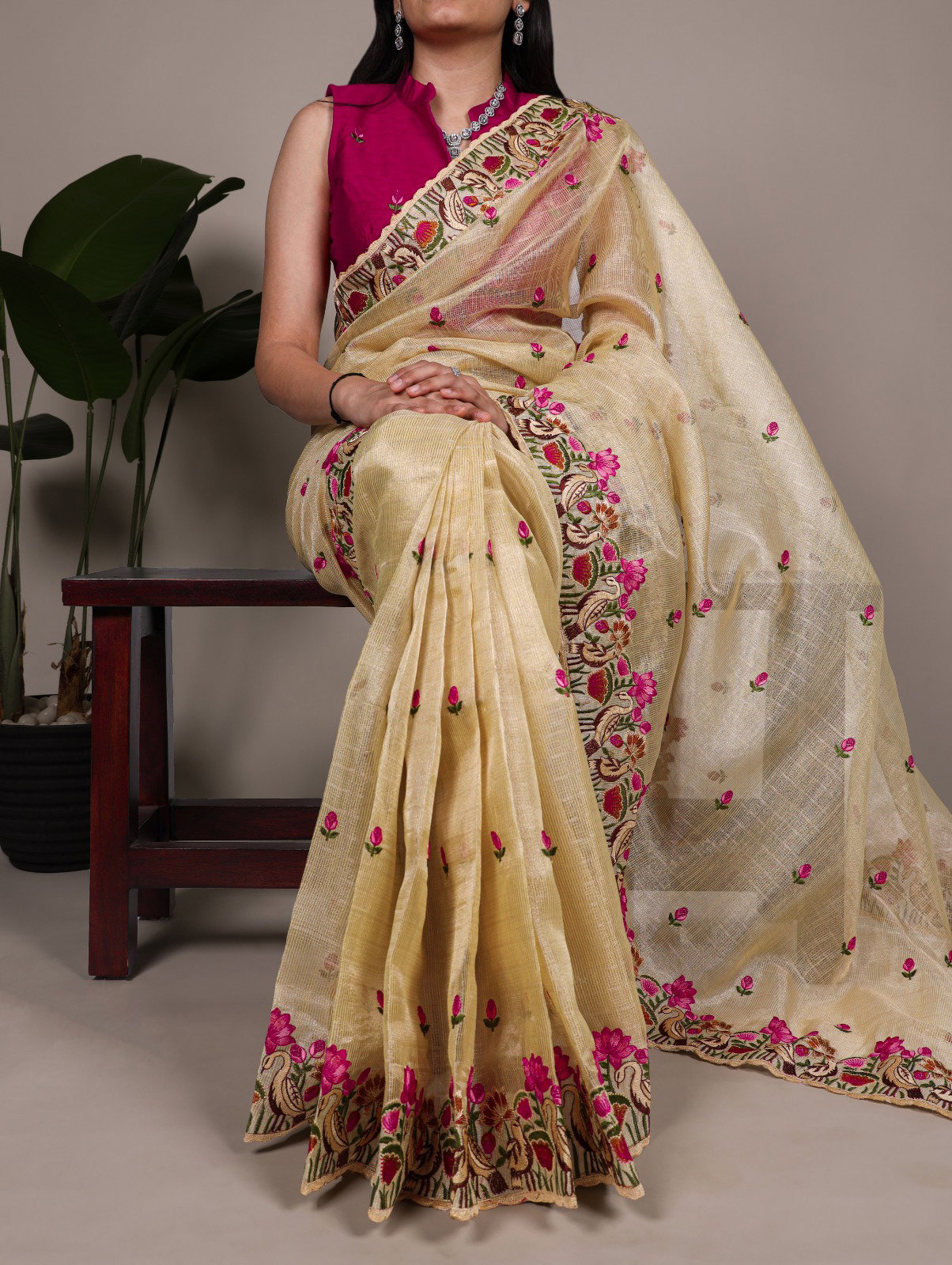 Lekha YF 7400 Zari Kota Tissue Thread Embroidered Saree Collection