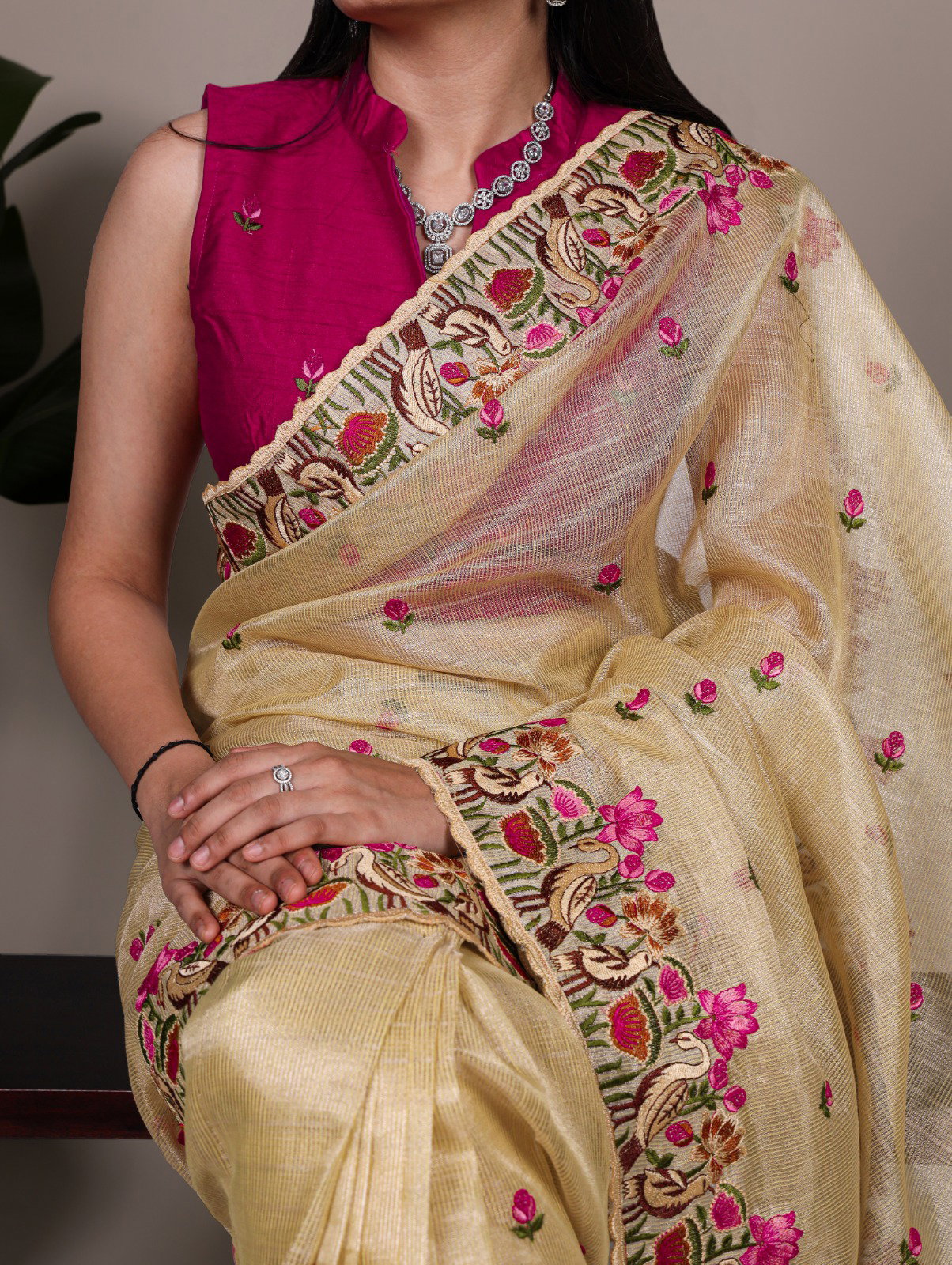 Lekha YF 7400 Zari Kota Tissue Thread Embroidered Saree Collection